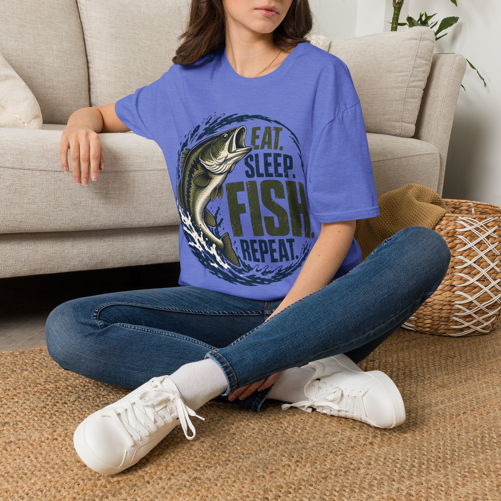 Fishing T-Shirt — "Eat. Sleep. Fish. Repeat." Graphic Tee for Anglers