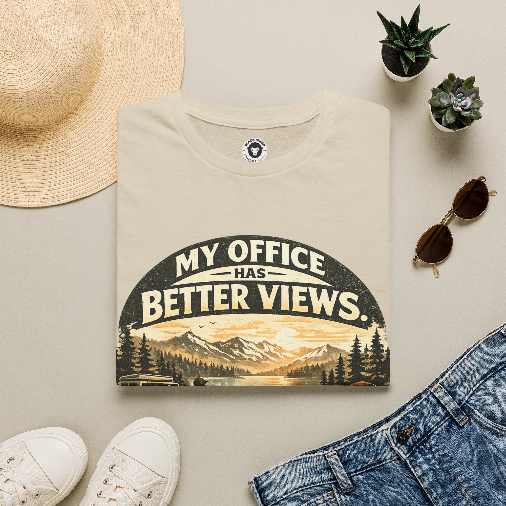 My Office Has Better Views T-Shirt — Scenic Mountain Work-From-Home Tee