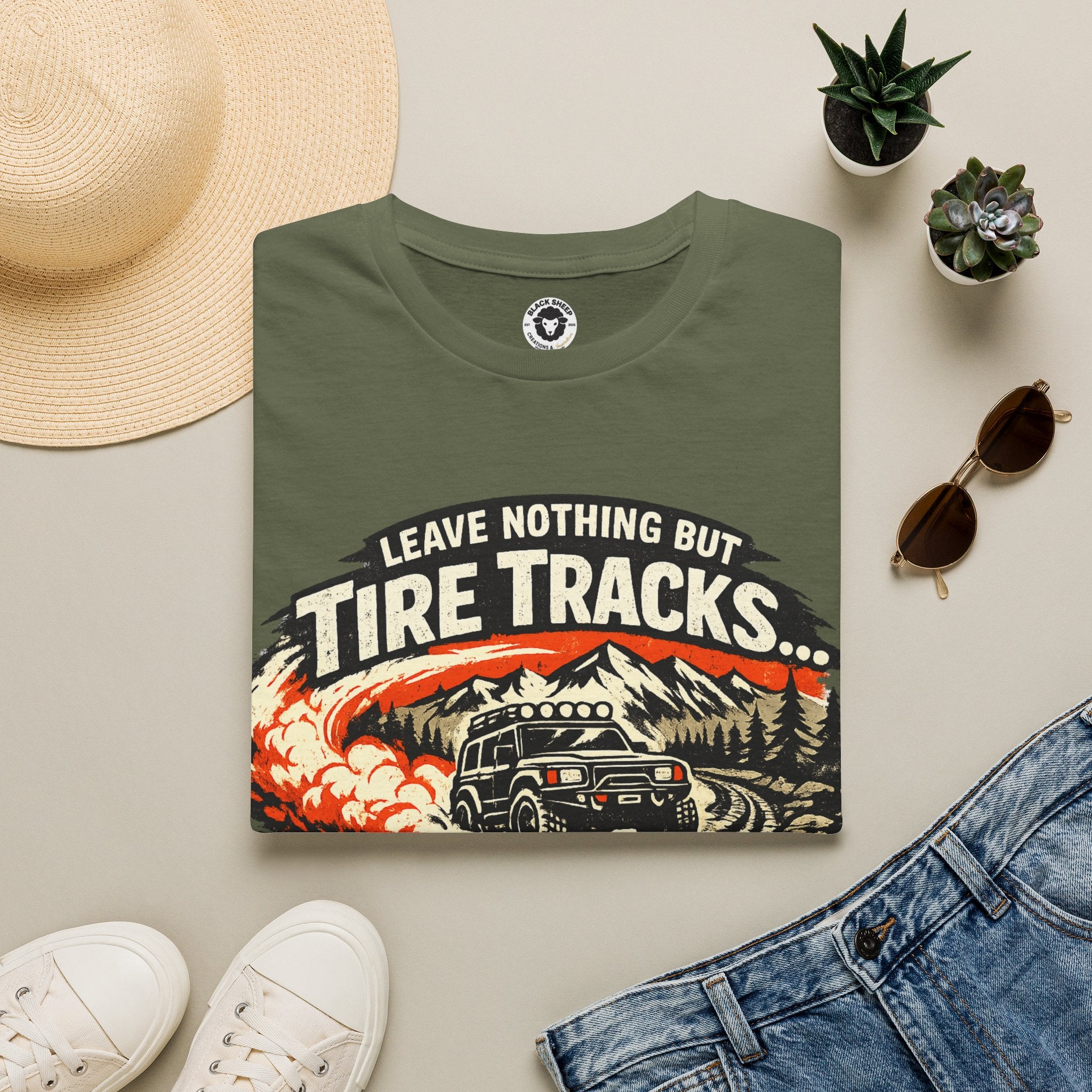 T-Shirt — "Leave Nothing But Tire Tracks... and Good Stories" Off-Road Adventure Tee