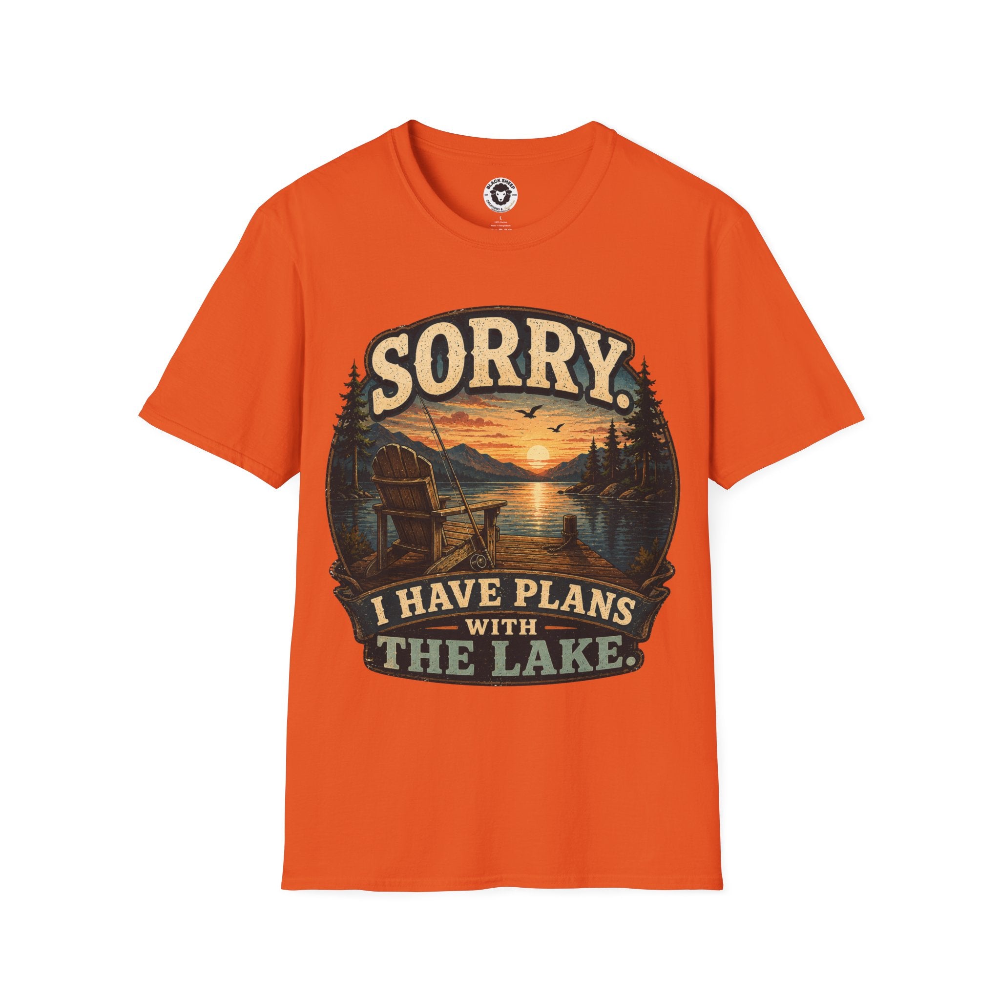 Lake Plans T-Shirt — "Sorry I Have Plans With The Lake" Retro Sunset Tee