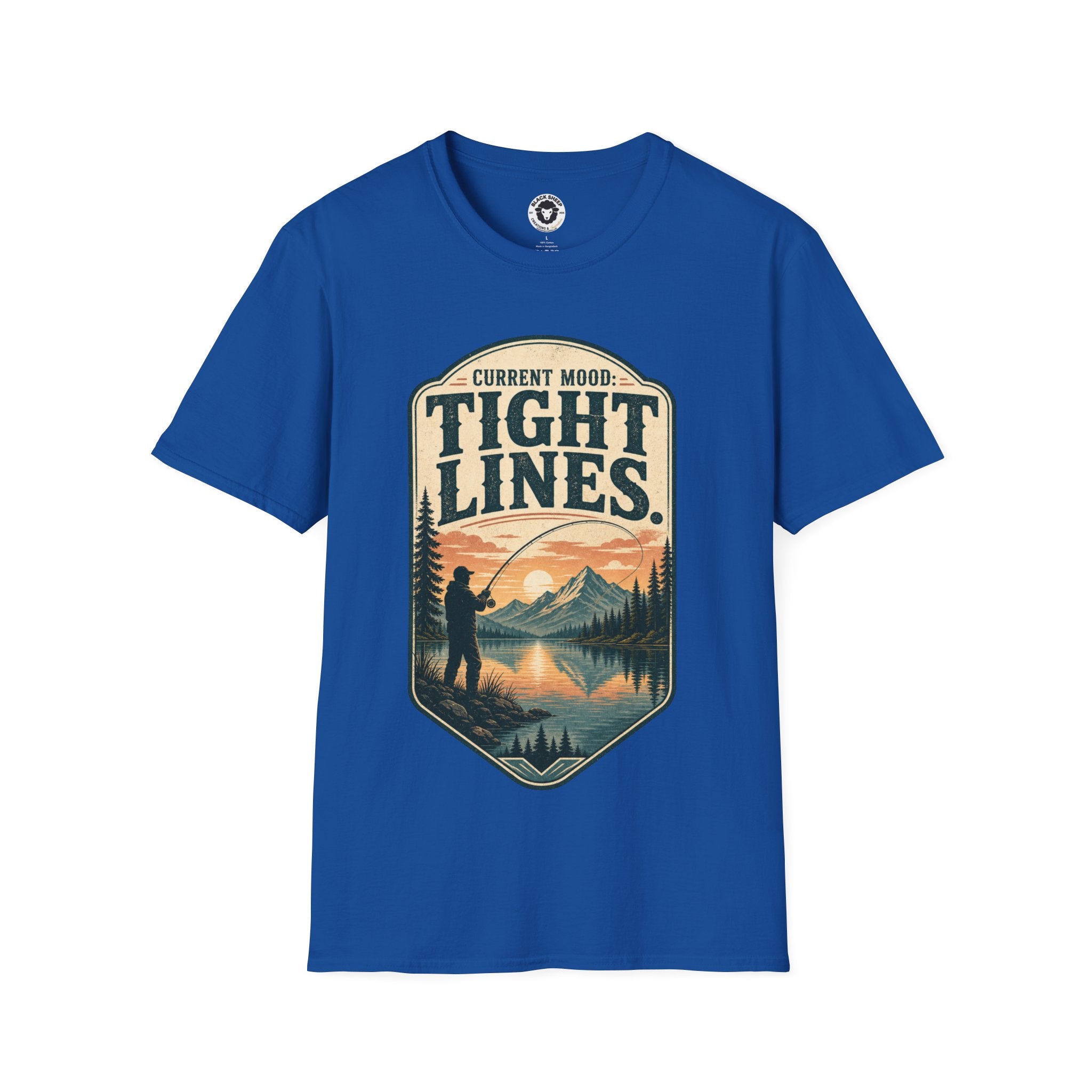 Fishing T-Shirt — "Current Mood: Tight Lines" Outdoor Angler Graphic Tee