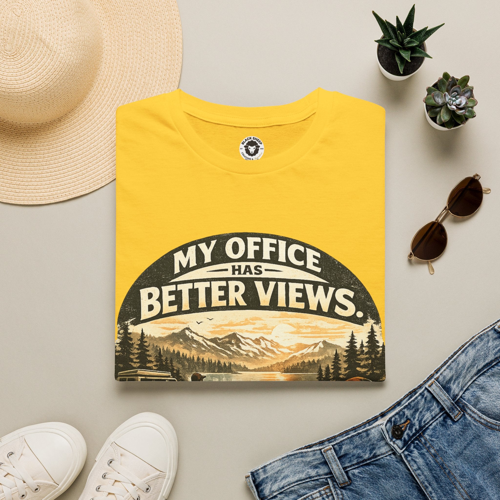 My Office Has Better Views T-Shirt — Scenic Mountain Work-From-Home Tee