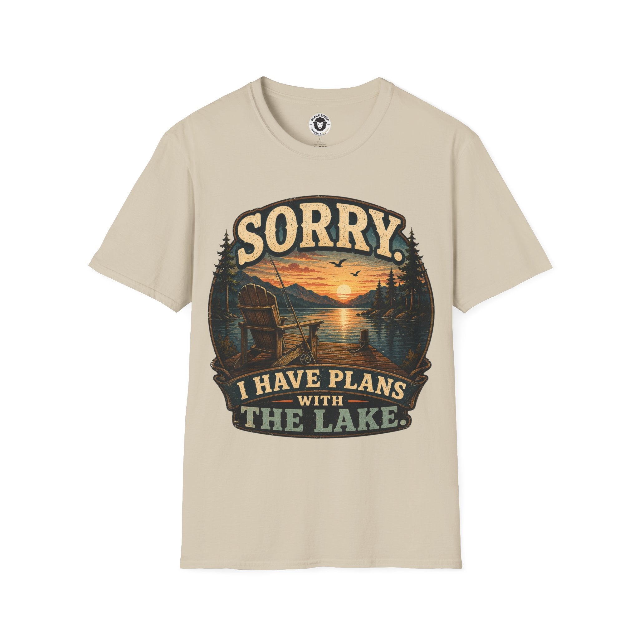 Lake Plans T-Shirt — "Sorry I Have Plans With The Lake" Retro Sunset Tee