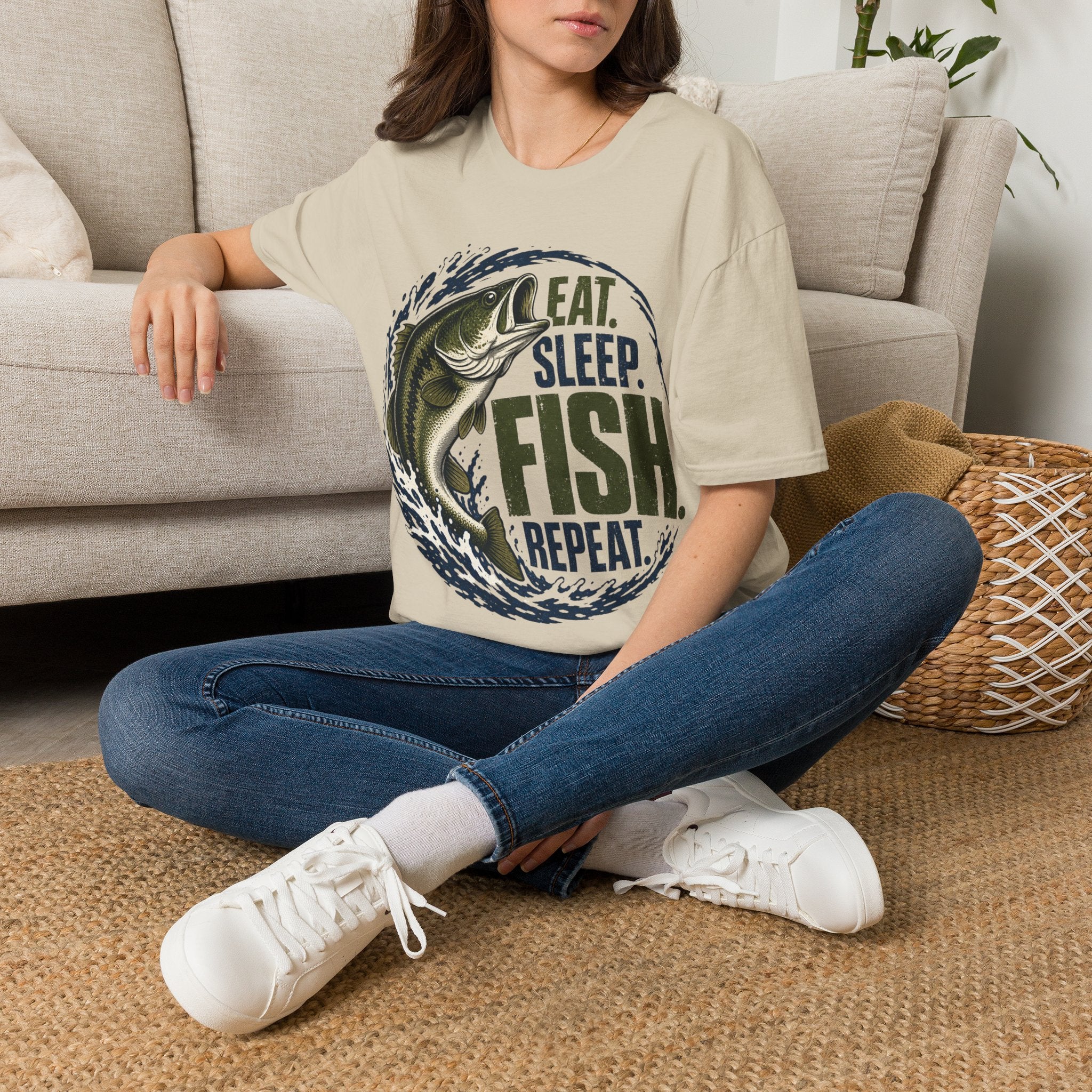 Fishing T-Shirt — "Eat. Sleep. Fish. Repeat." Graphic Tee for Anglers