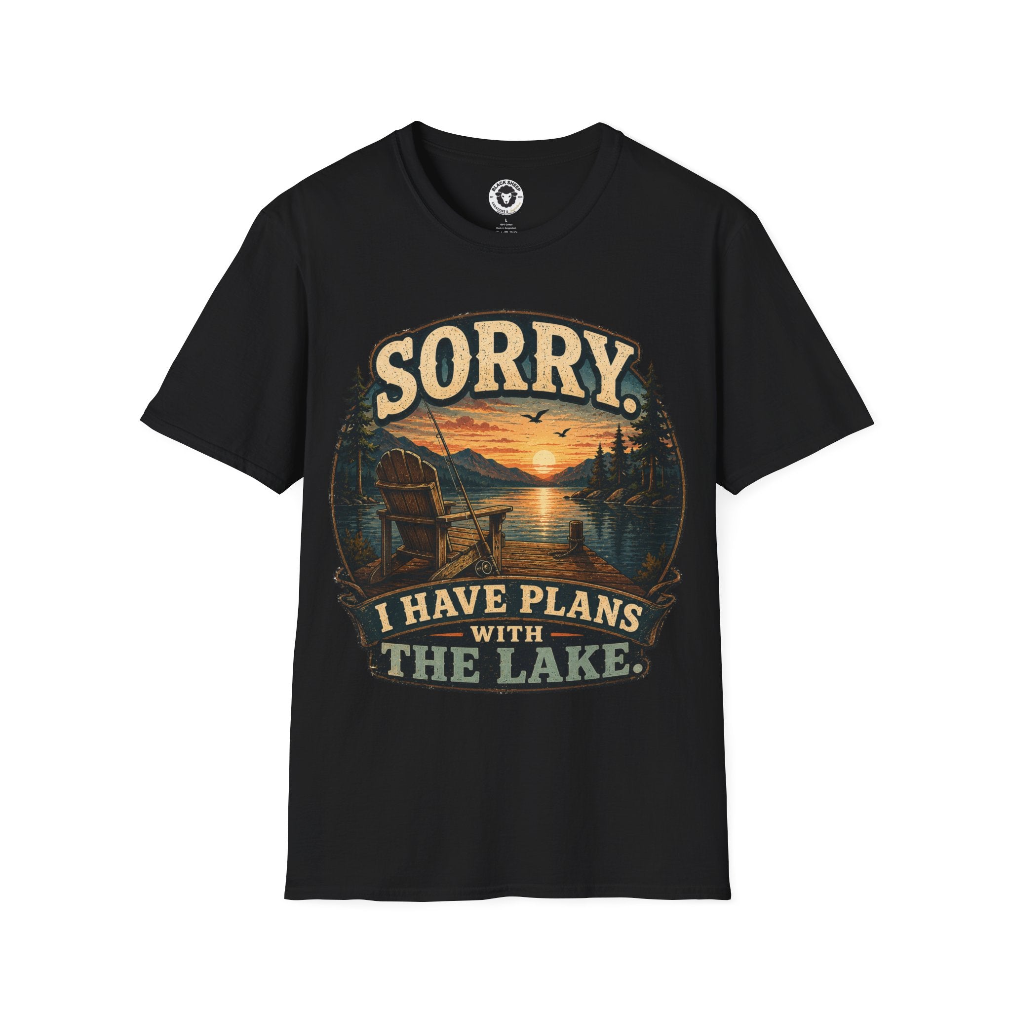 Lake Plans T-Shirt — "Sorry I Have Plans With The Lake" Retro Sunset Tee