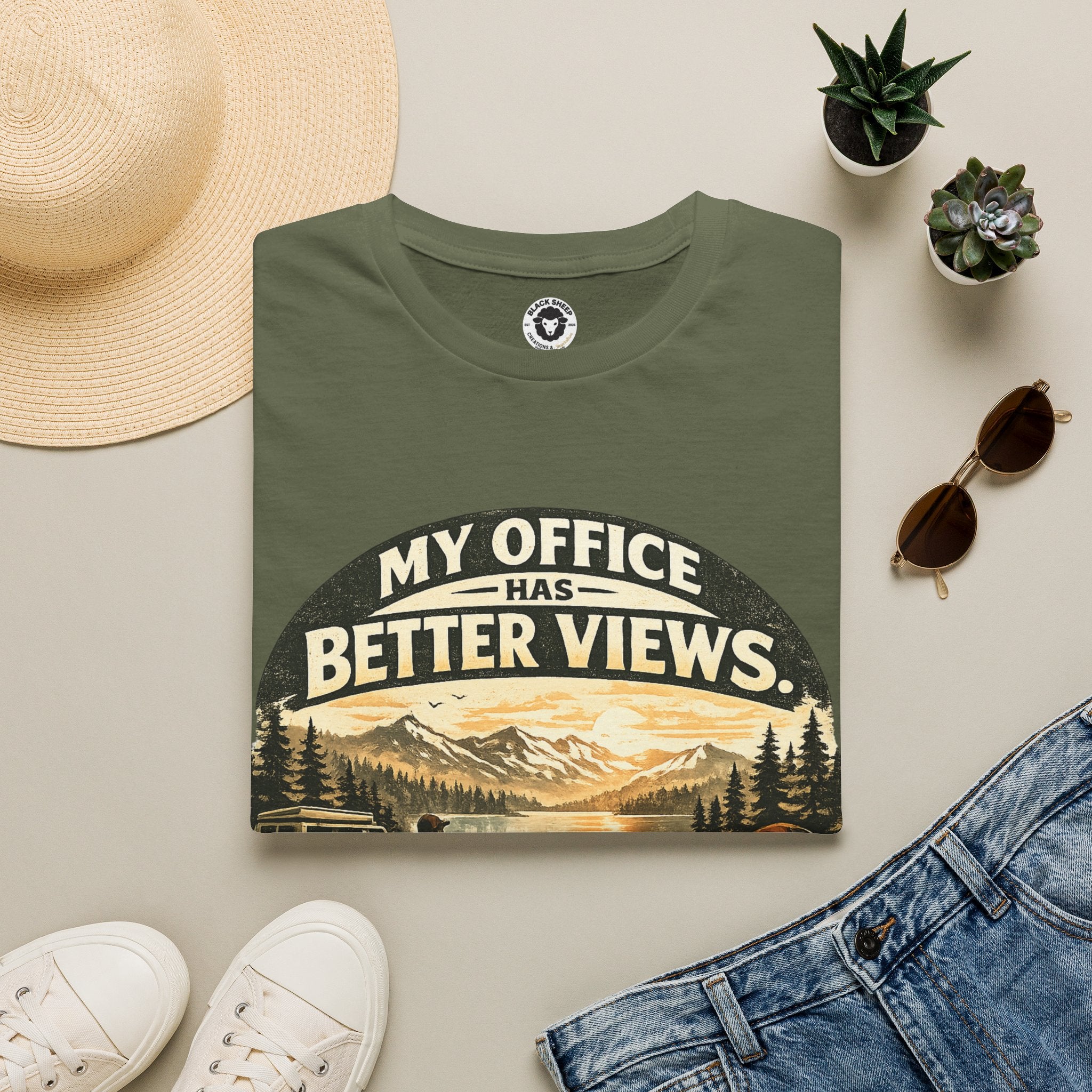 My Office Has Better Views T-Shirt — Scenic Mountain Work-From-Home Tee