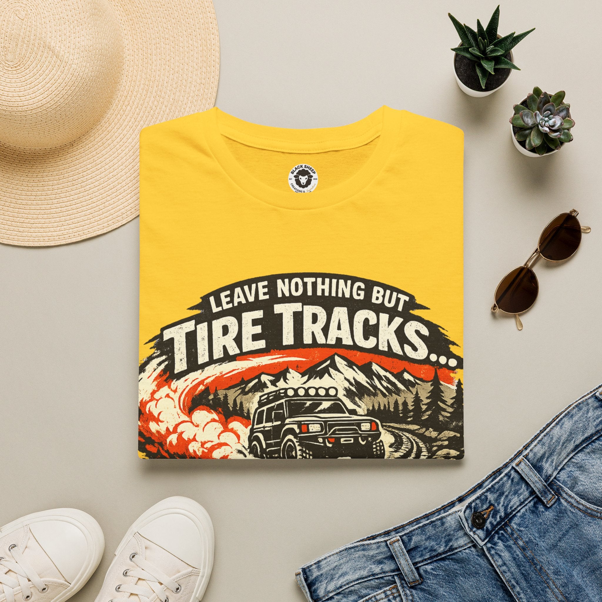 T-Shirt — "Leave Nothing But Tire Tracks... and Good Stories" Off-Road Adventure Tee
