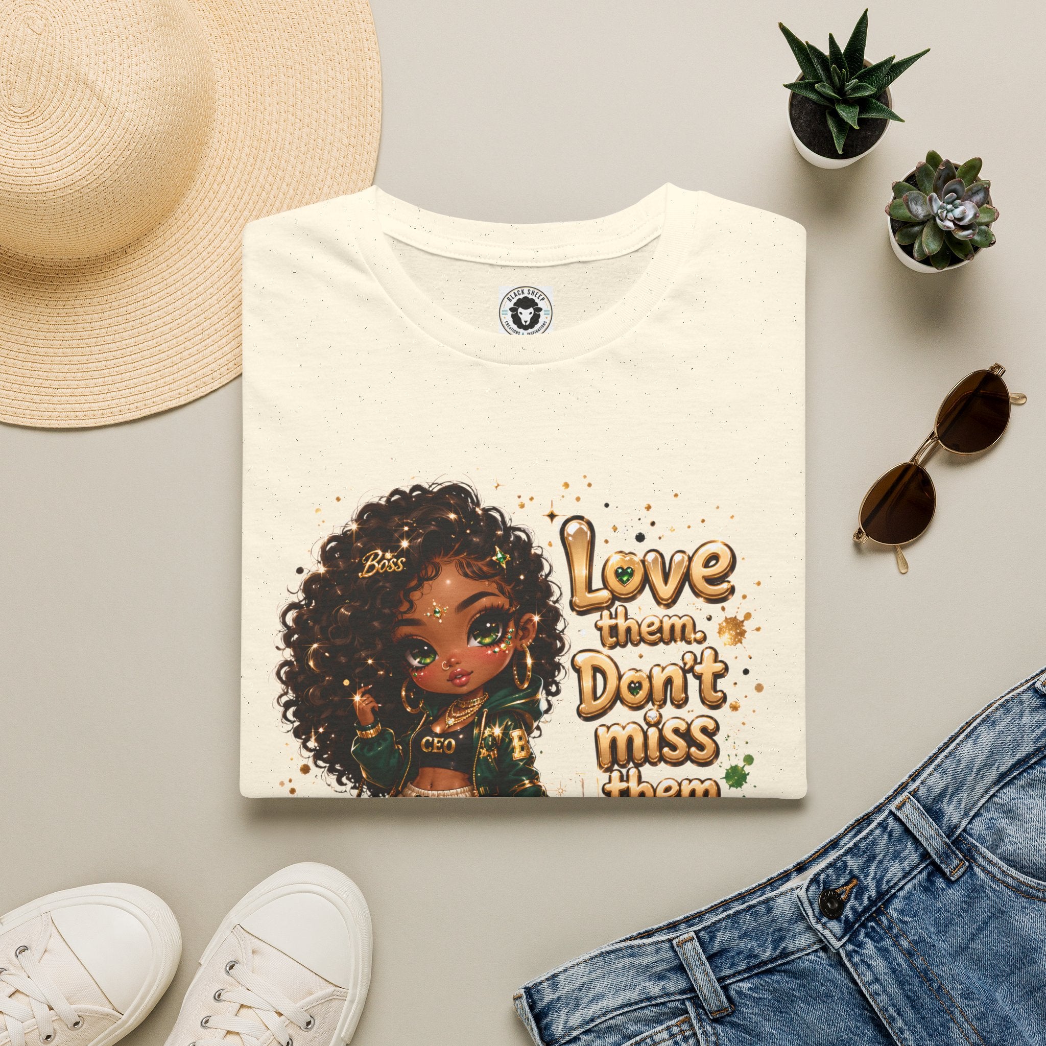 T-Shirt — "Love Them, Don't Miss Them" Cute Girl & Pup Graphic