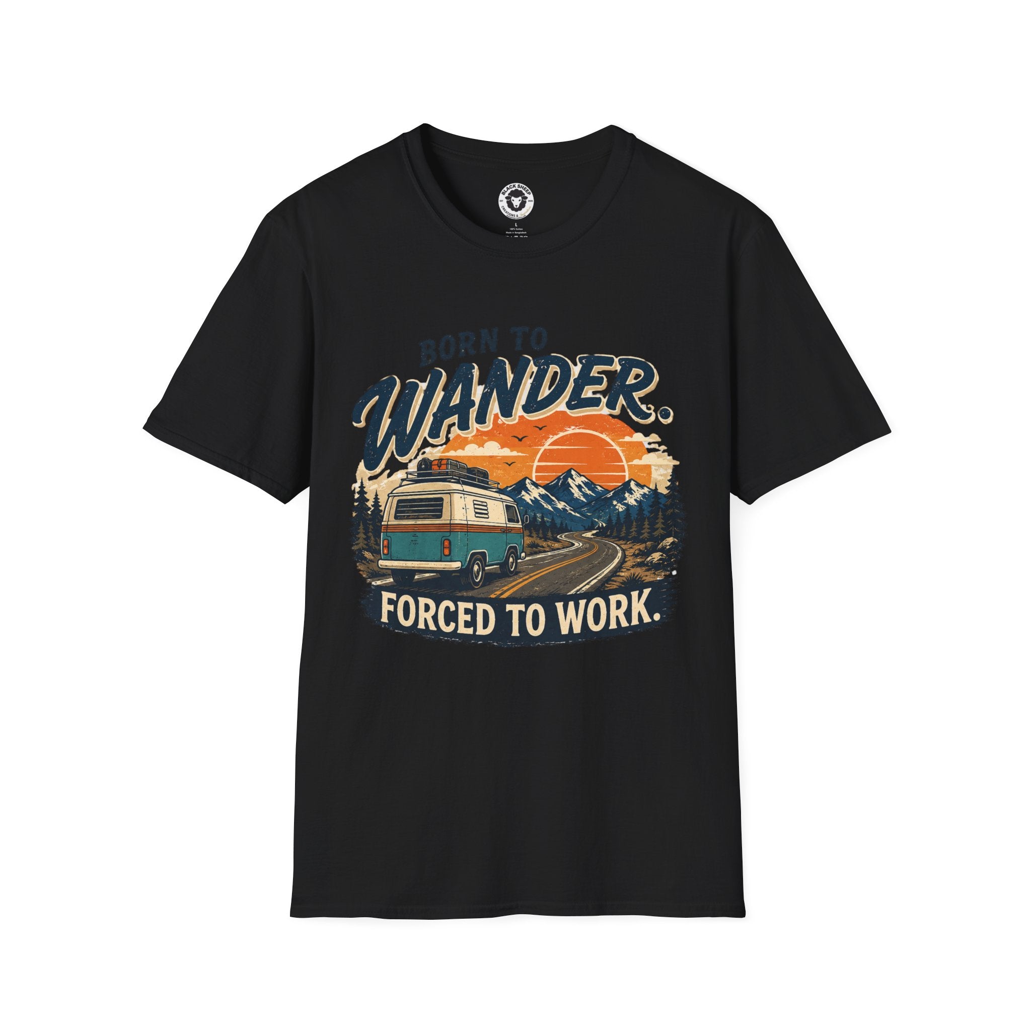 Born to Wander T-Shirt — Retro Adventure RV Graphic