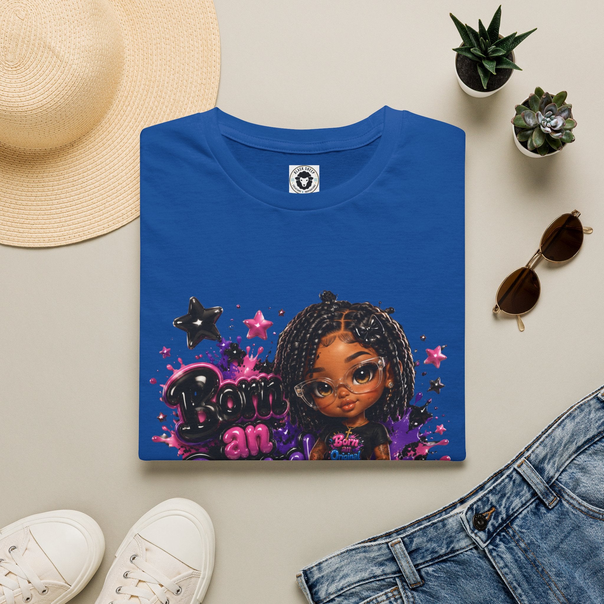 Cute Girl Doll Graphic T-Shirt — "Born an Original" Casual Tee