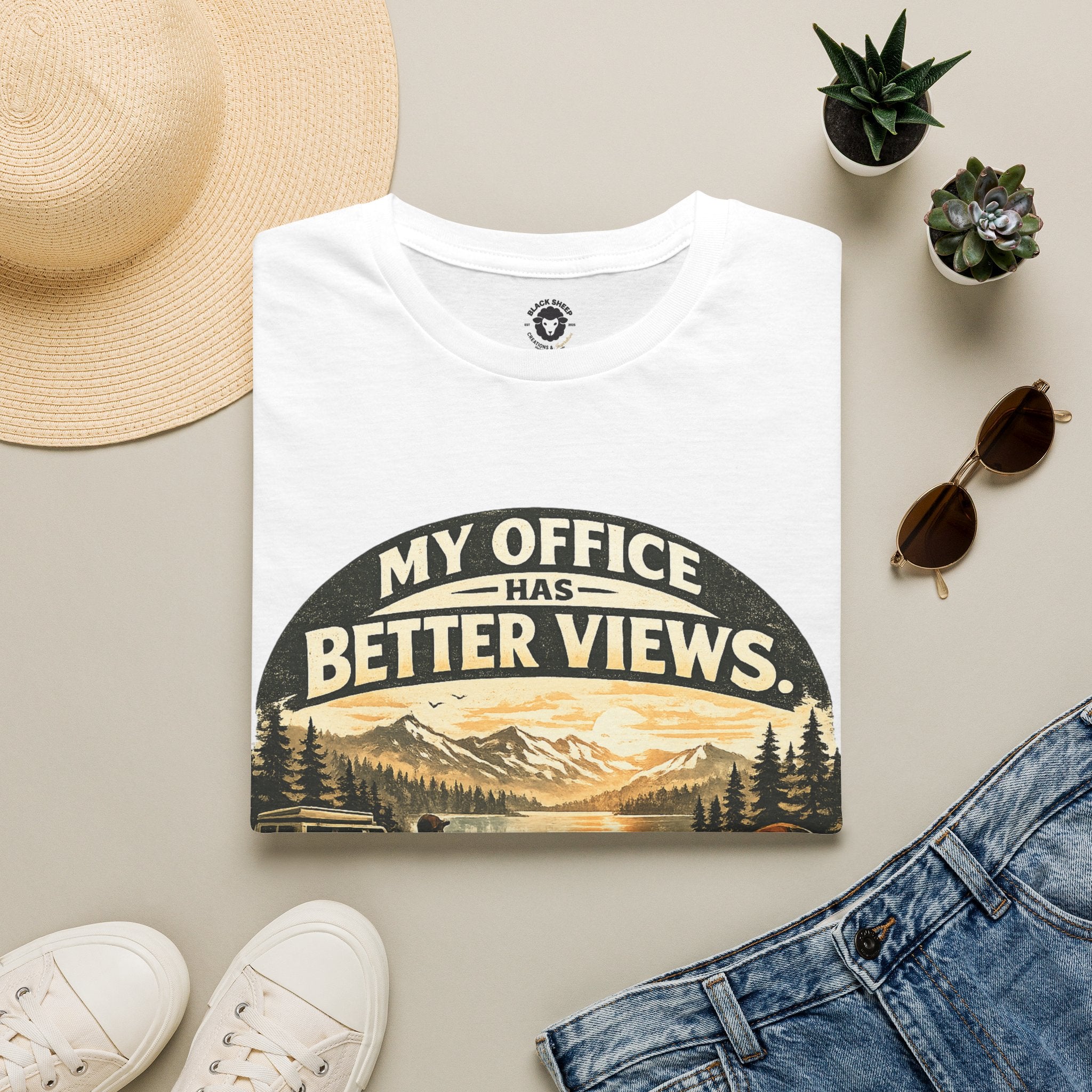 My Office Has Better Views T-Shirt — Scenic Mountain Work-From-Home Tee