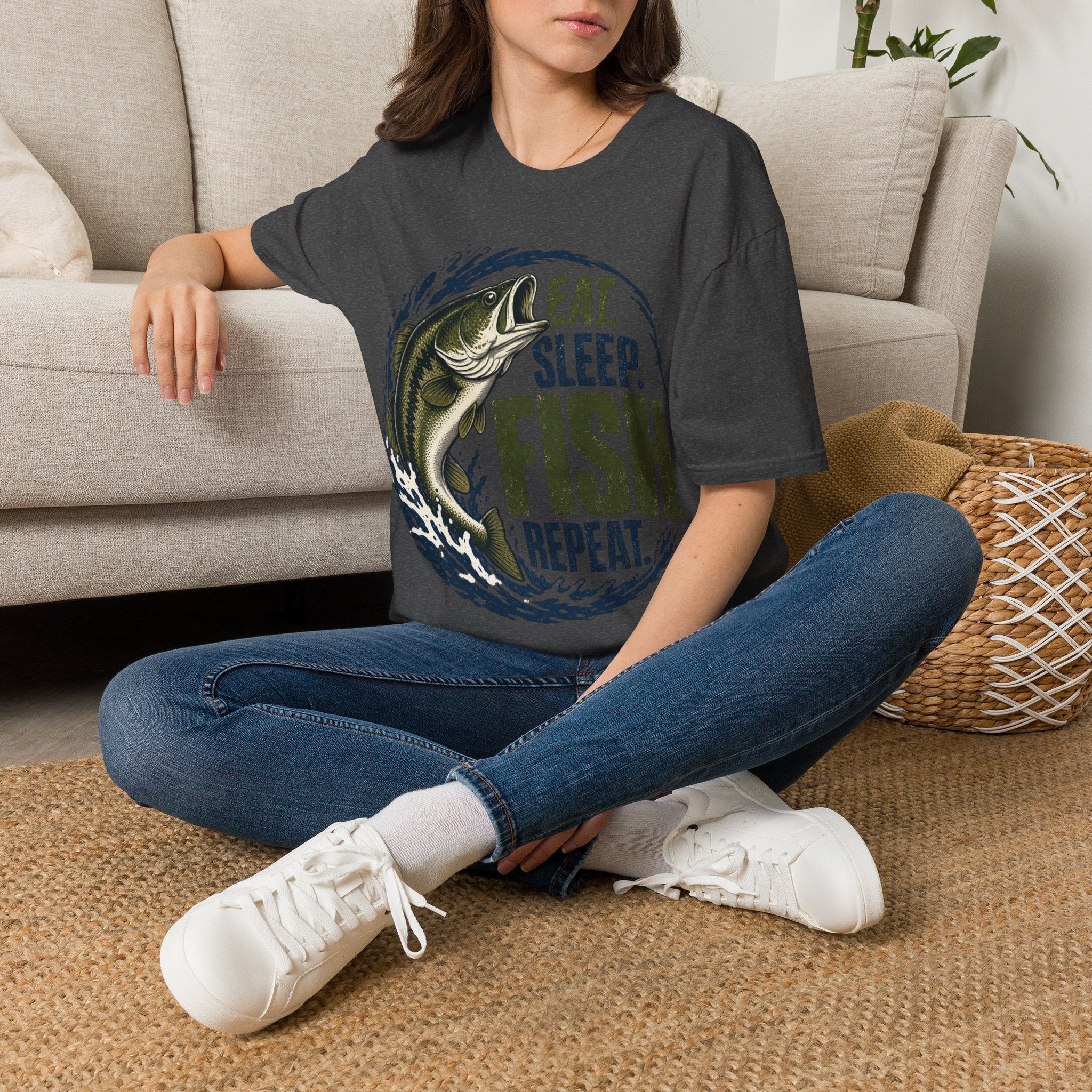 Fishing T-Shirt — "Eat. Sleep. Fish. Repeat." Graphic Tee for Anglers