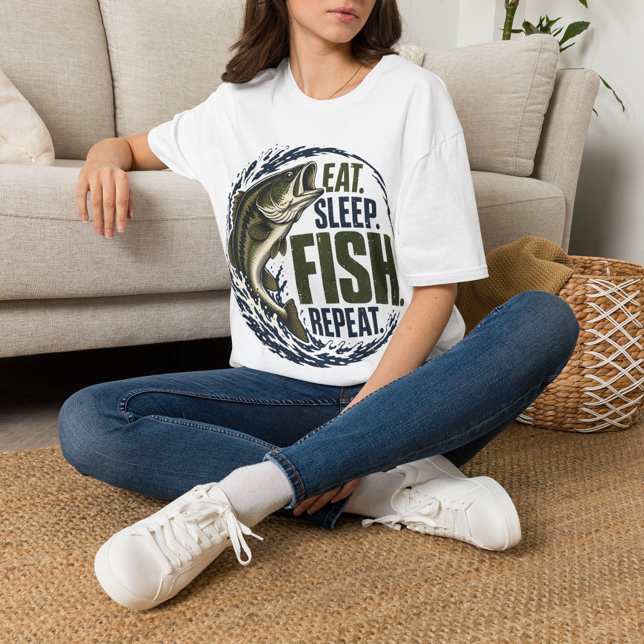 Fishing T-Shirt — "Eat. Sleep. Fish. Repeat." Graphic Tee for Anglers