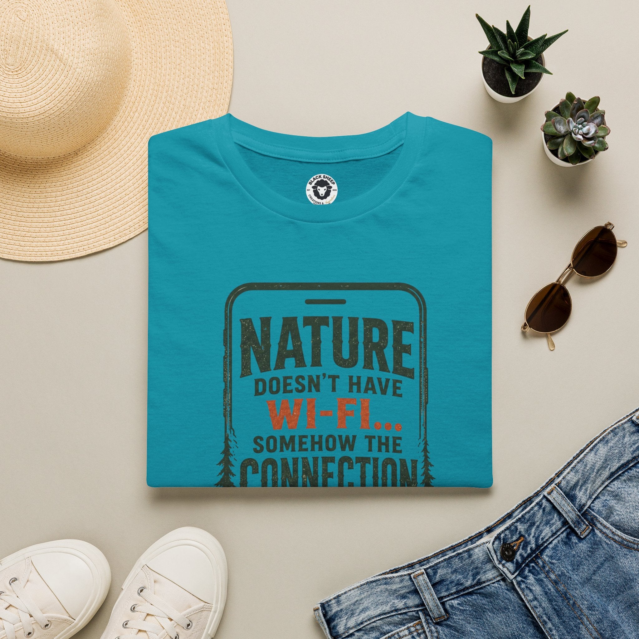 Nature Doesn’t Have Wi‑Fi T-Shirt — Vintage Outdoor Adventure Graphic Tee