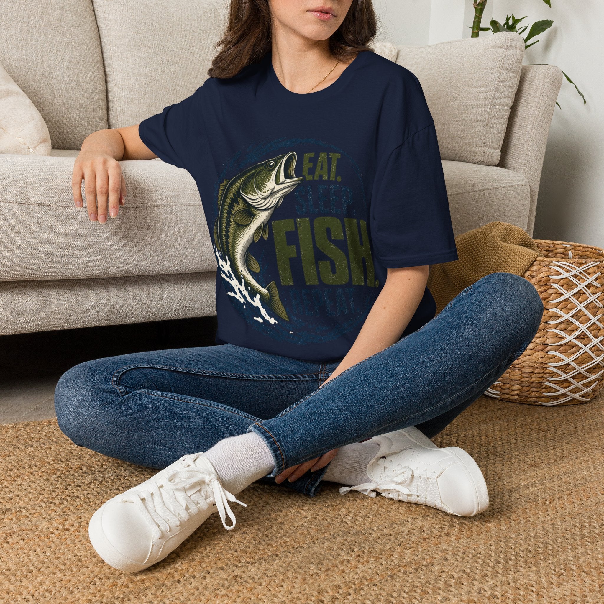 Fishing T-Shirt — "Eat. Sleep. Fish. Repeat." Graphic Tee for Anglers