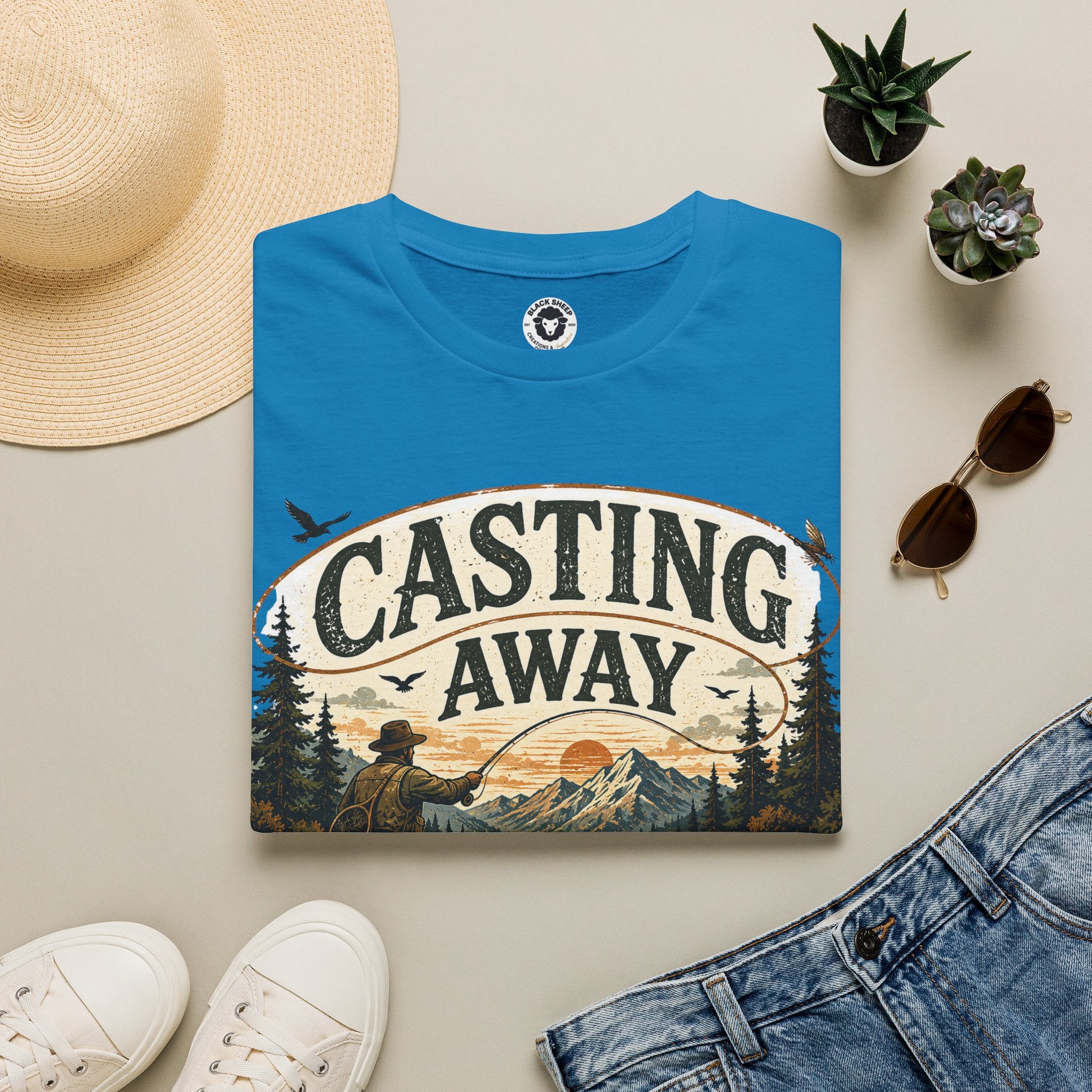 Fishing T-Shirt — "Casting Away Responsibilities" Vintage Outdoor Tee