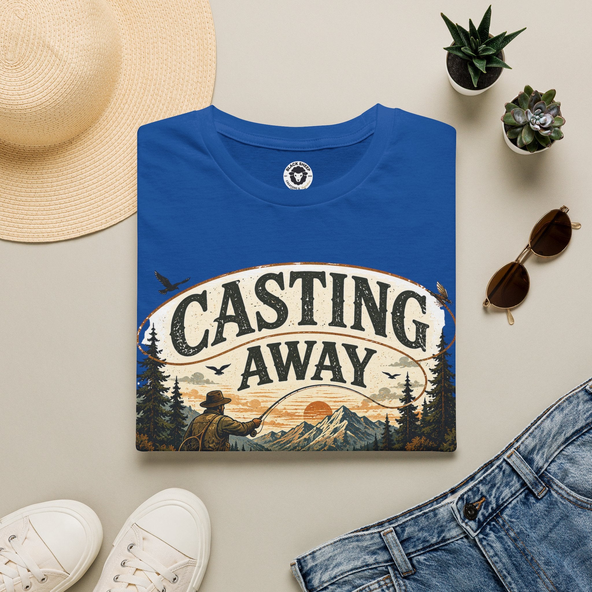 Fishing T-Shirt — "Casting Away Responsibilities" Vintage Outdoor Tee