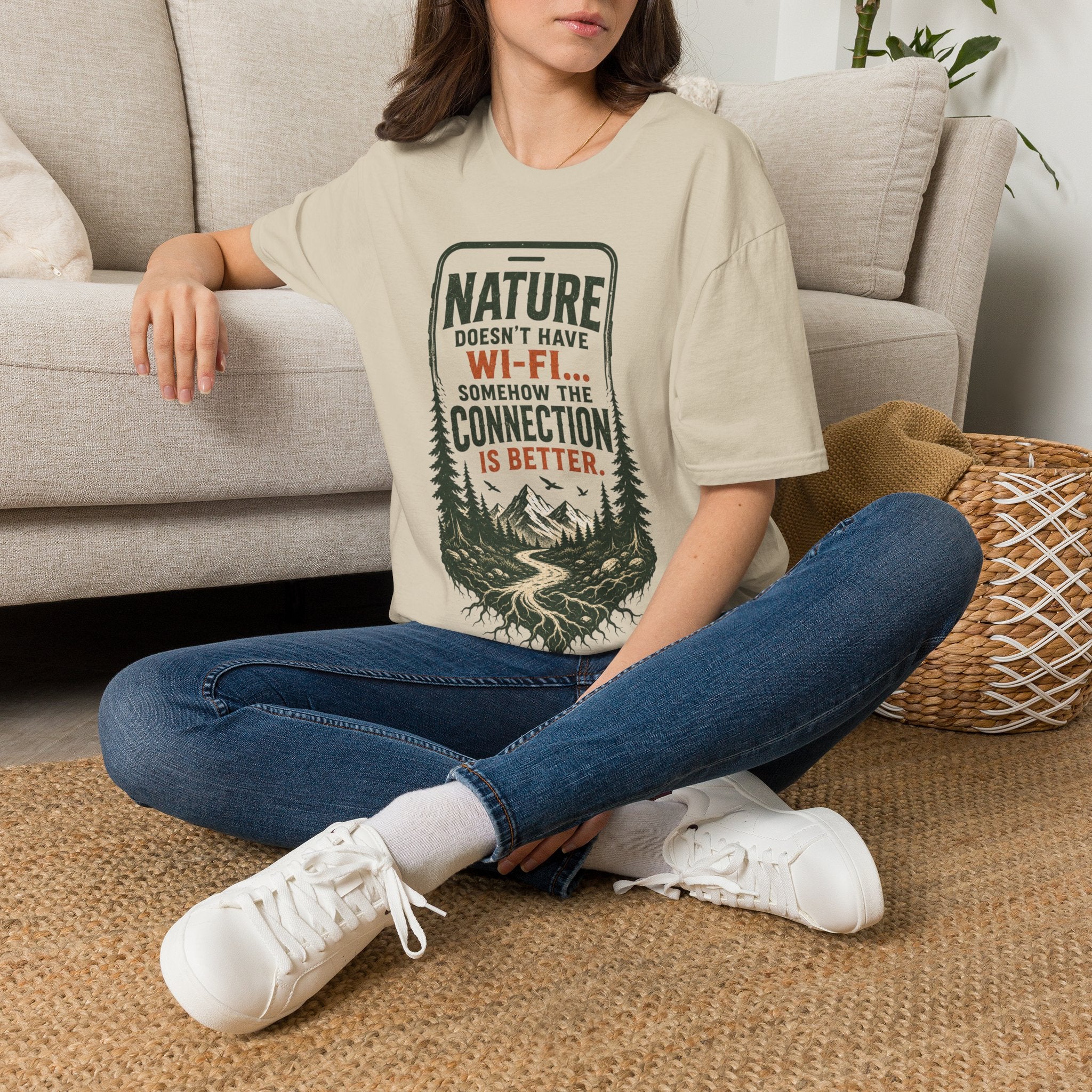 Nature Doesn’t Have Wi‑Fi T-Shirt — Vintage Outdoor Adventure Graphic Tee