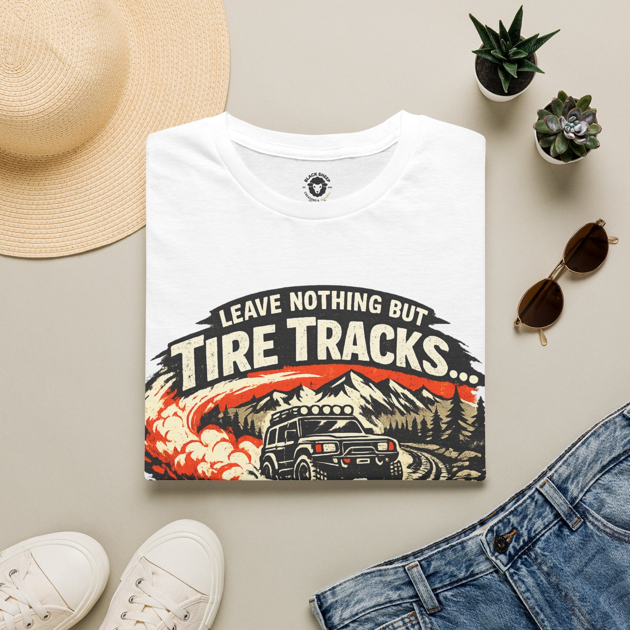 T-Shirt — "Leave Nothing But Tire Tracks... and Good Stories" Off-Road Adventure Tee