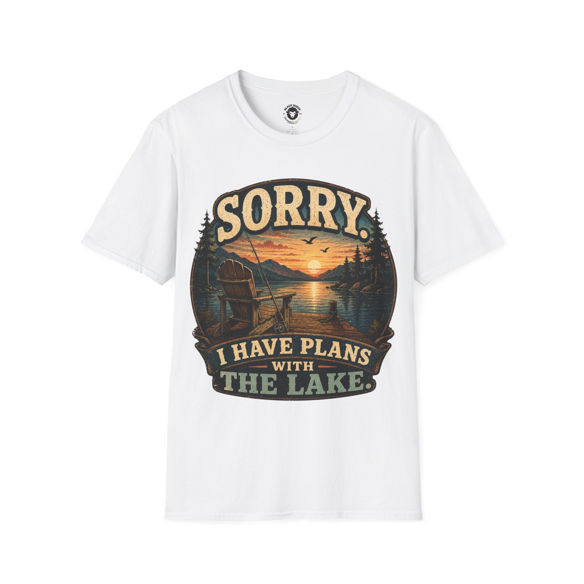 Lake Plans T-Shirt — "Sorry I Have Plans With The Lake" Retro Sunset Tee