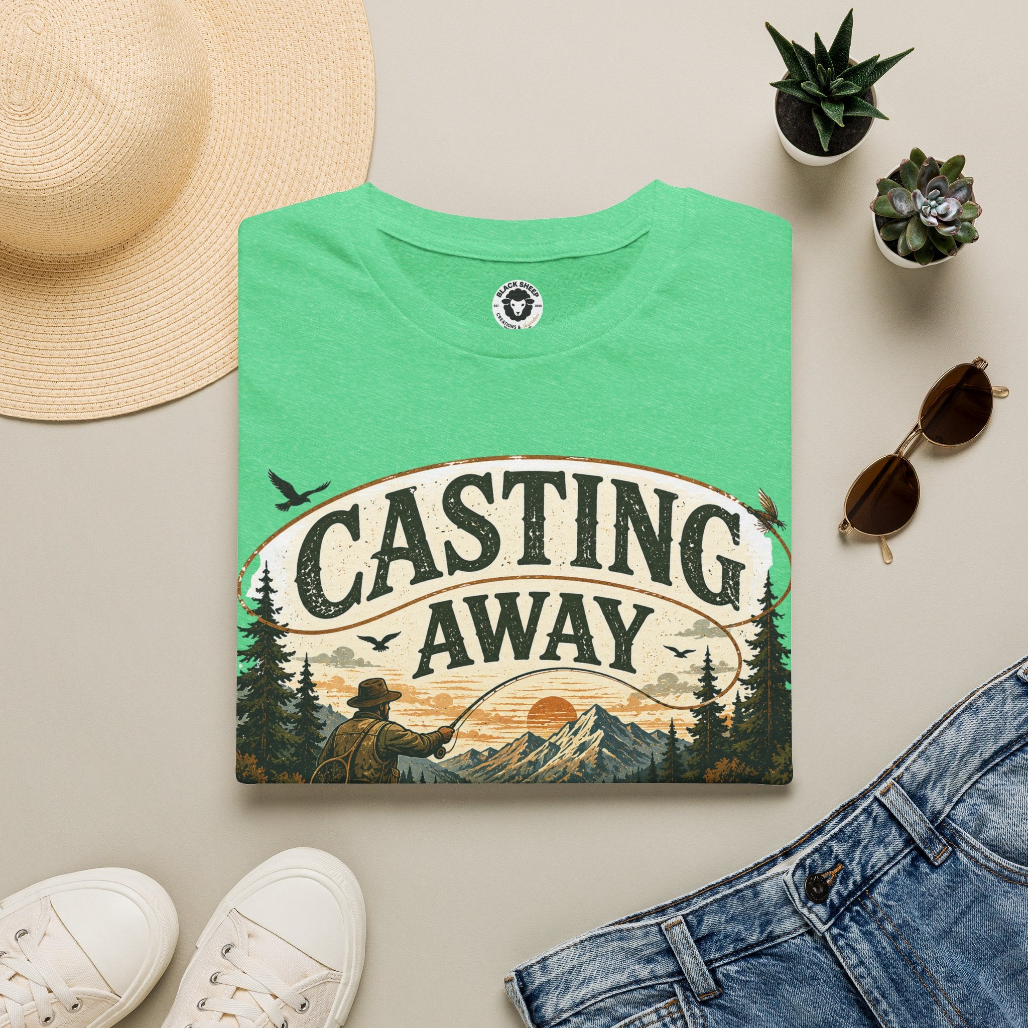 Fishing T-Shirt — "Casting Away Responsibilities" Vintage Outdoor Tee