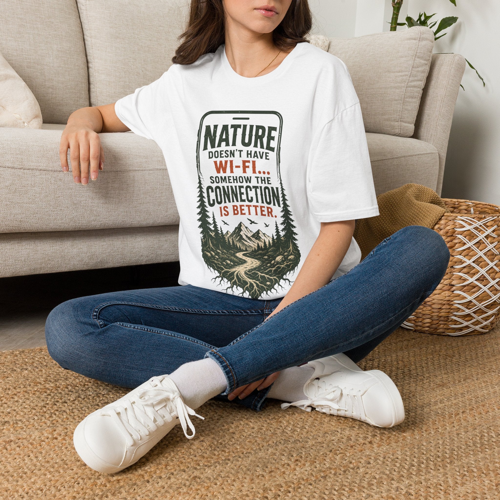 Nature Doesn’t Have Wi‑Fi T-Shirt — Vintage Outdoor Adventure Graphic Tee