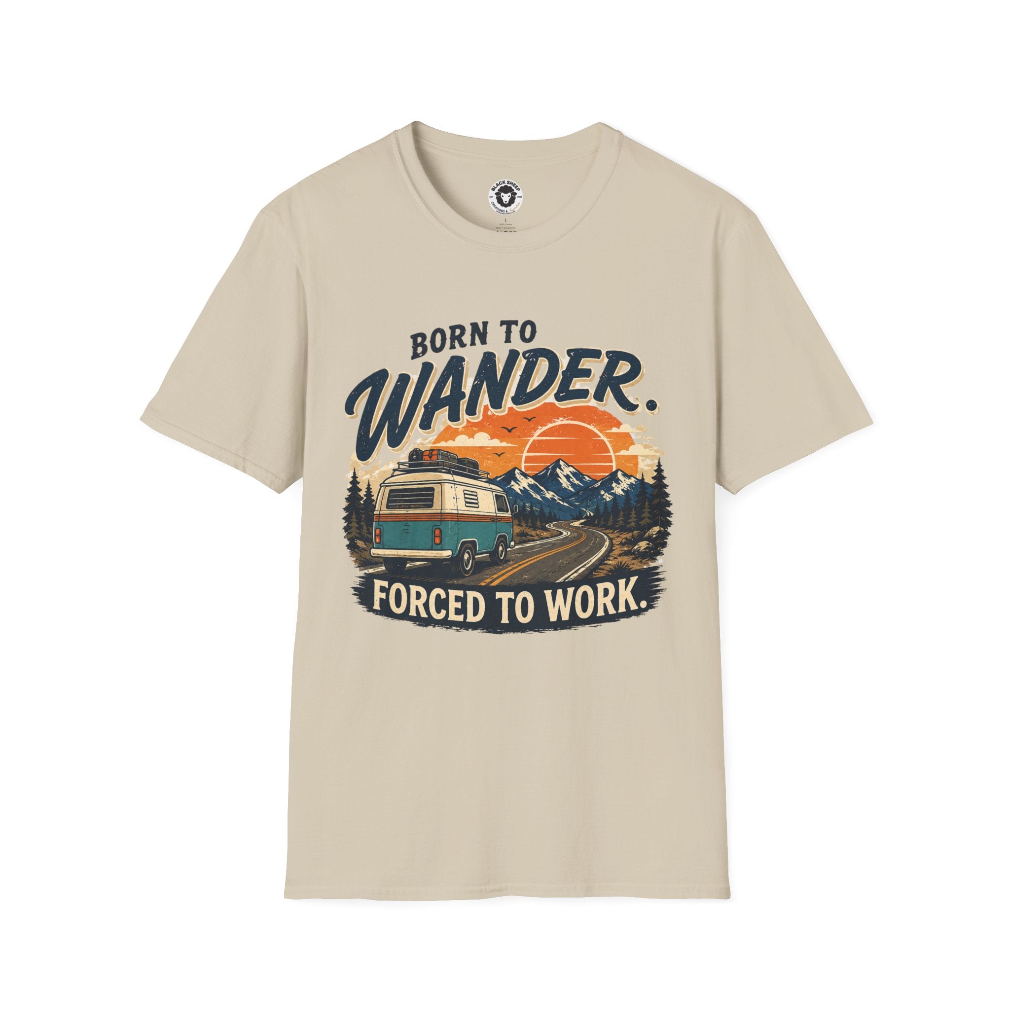 Born to Wander T-Shirt — Retro Adventure RV Graphic