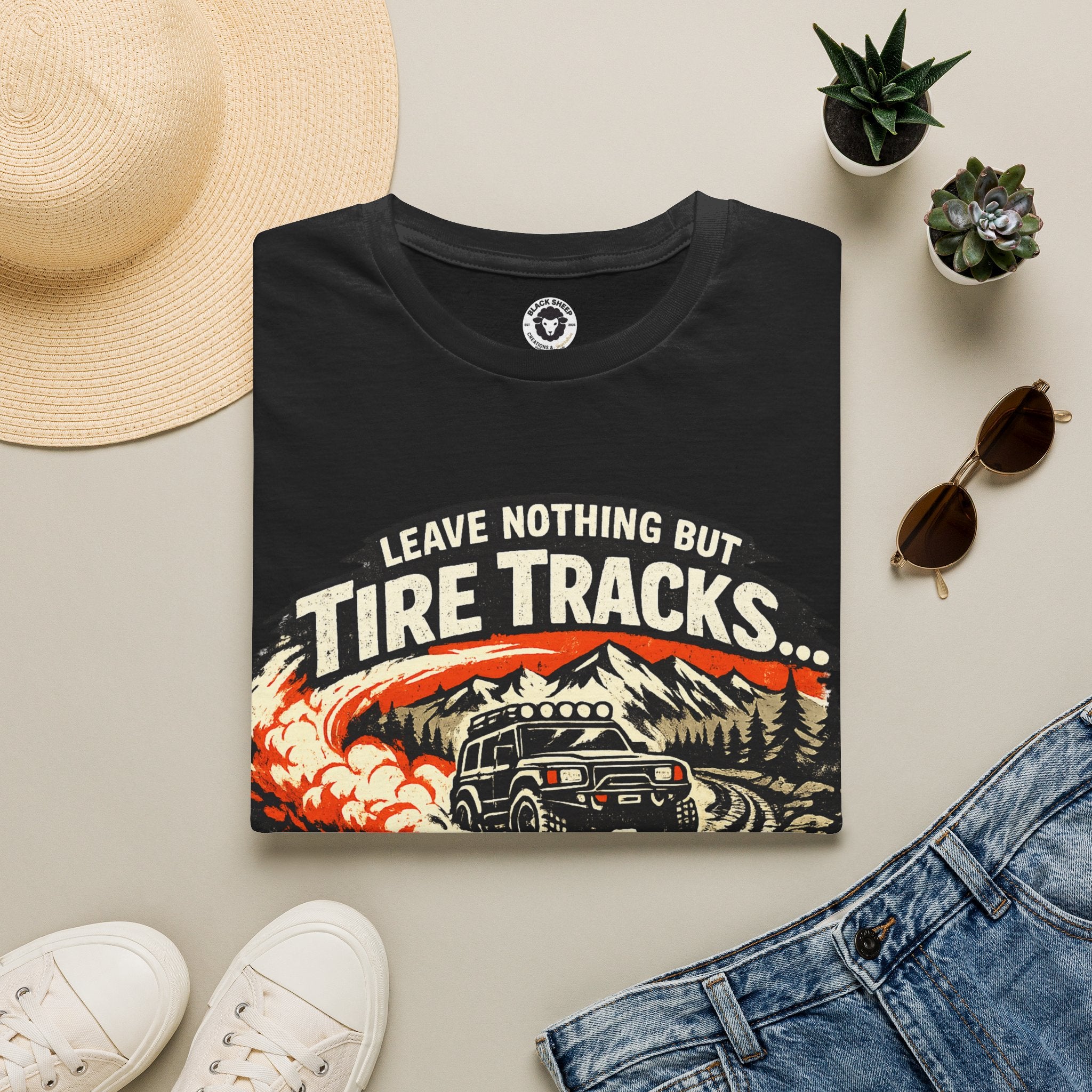 T-Shirt — "Leave Nothing But Tire Tracks... and Good Stories" Off-Road Adventure Tee