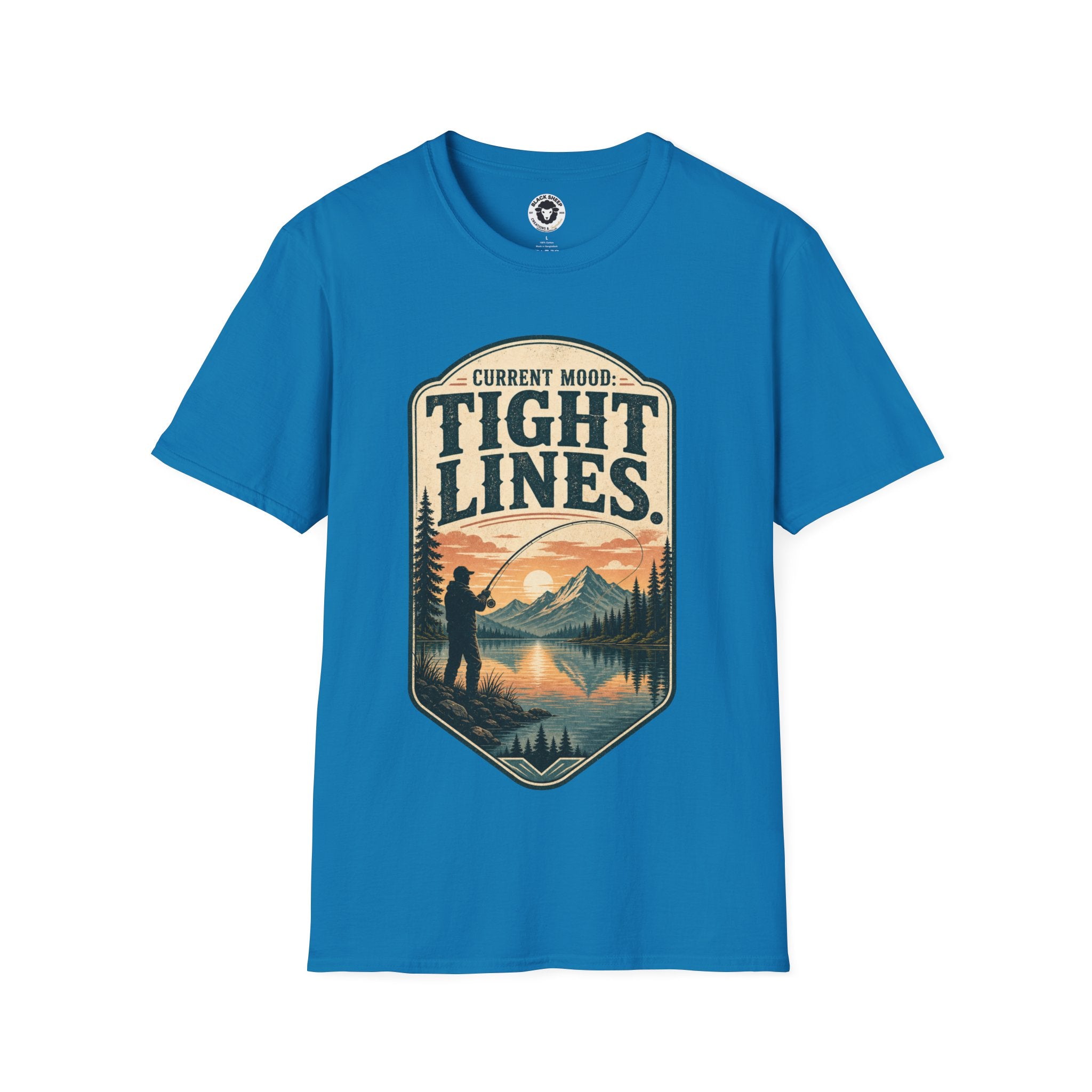 Fishing T-Shirt — "Current Mood: Tight Lines" Outdoor Angler Graphic Tee