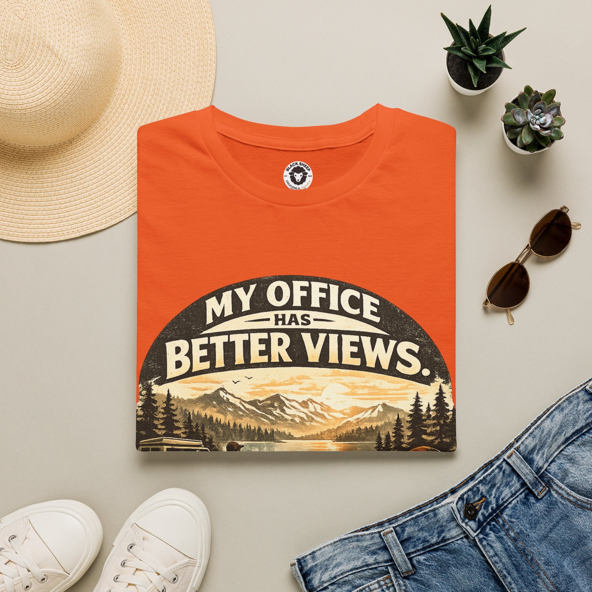 My Office Has Better Views T-Shirt — Scenic Mountain Work-From-Home Tee