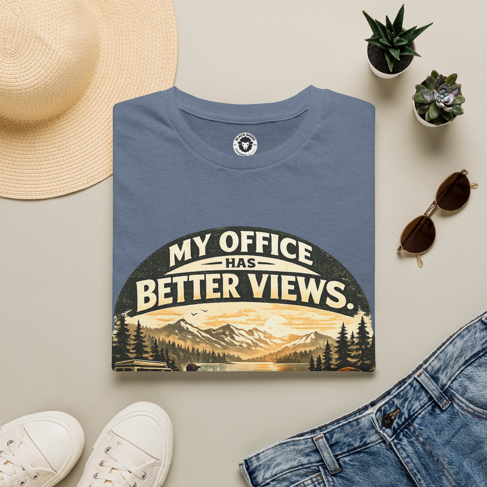 My Office Has Better Views T-Shirt — Scenic Mountain Work-From-Home Tee