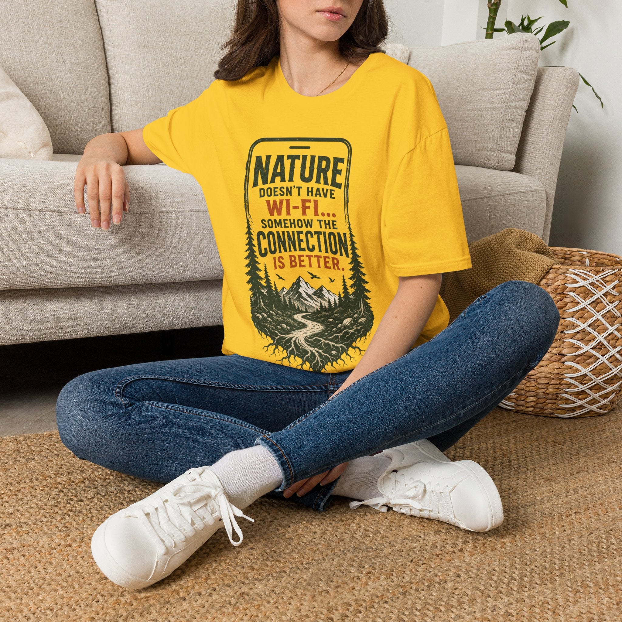 Nature Doesn’t Have Wi‑Fi T-Shirt — Vintage Outdoor Adventure Graphic Tee