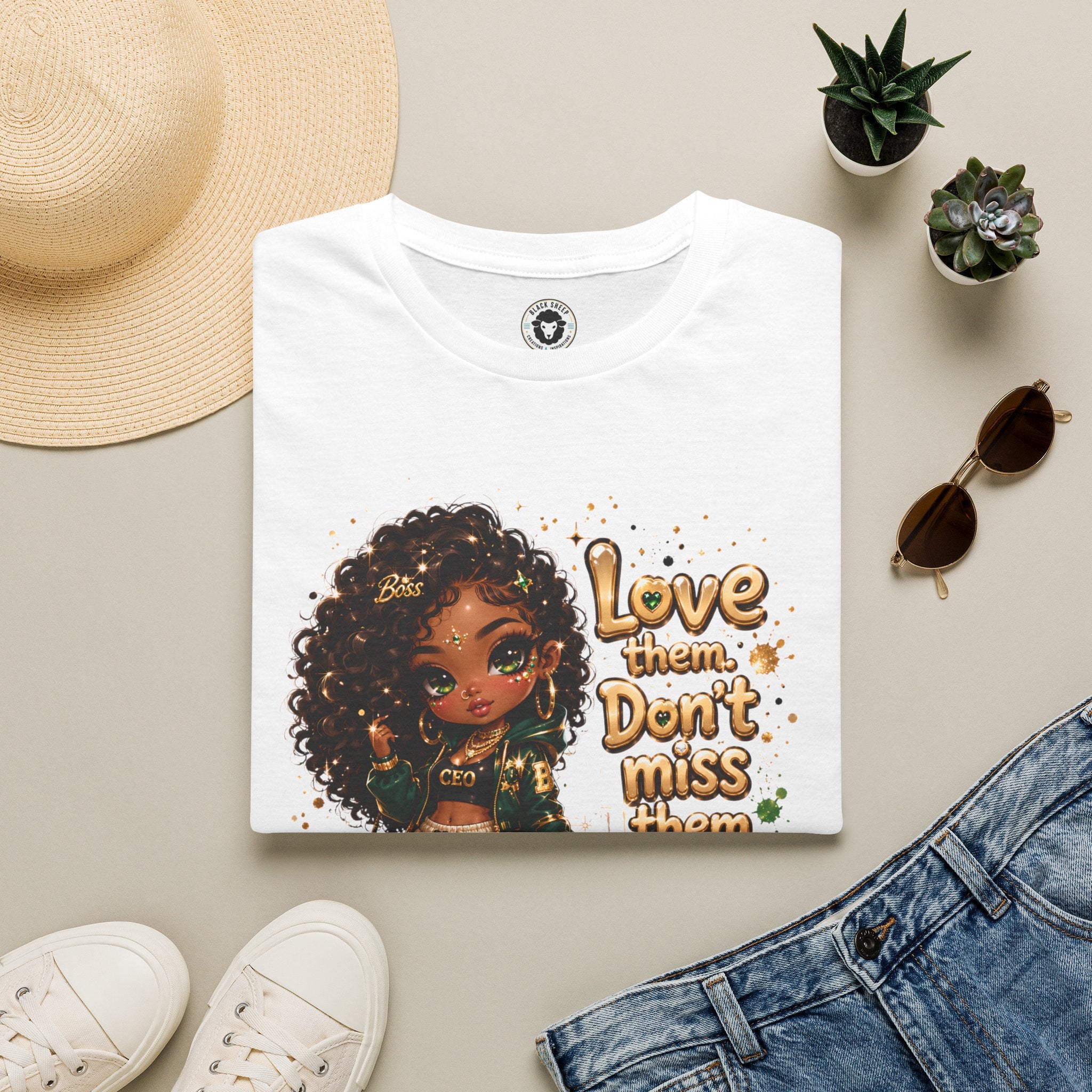 T-Shirt — "Love Them, Don't Miss Them" Cute Girl & Pup Graphic