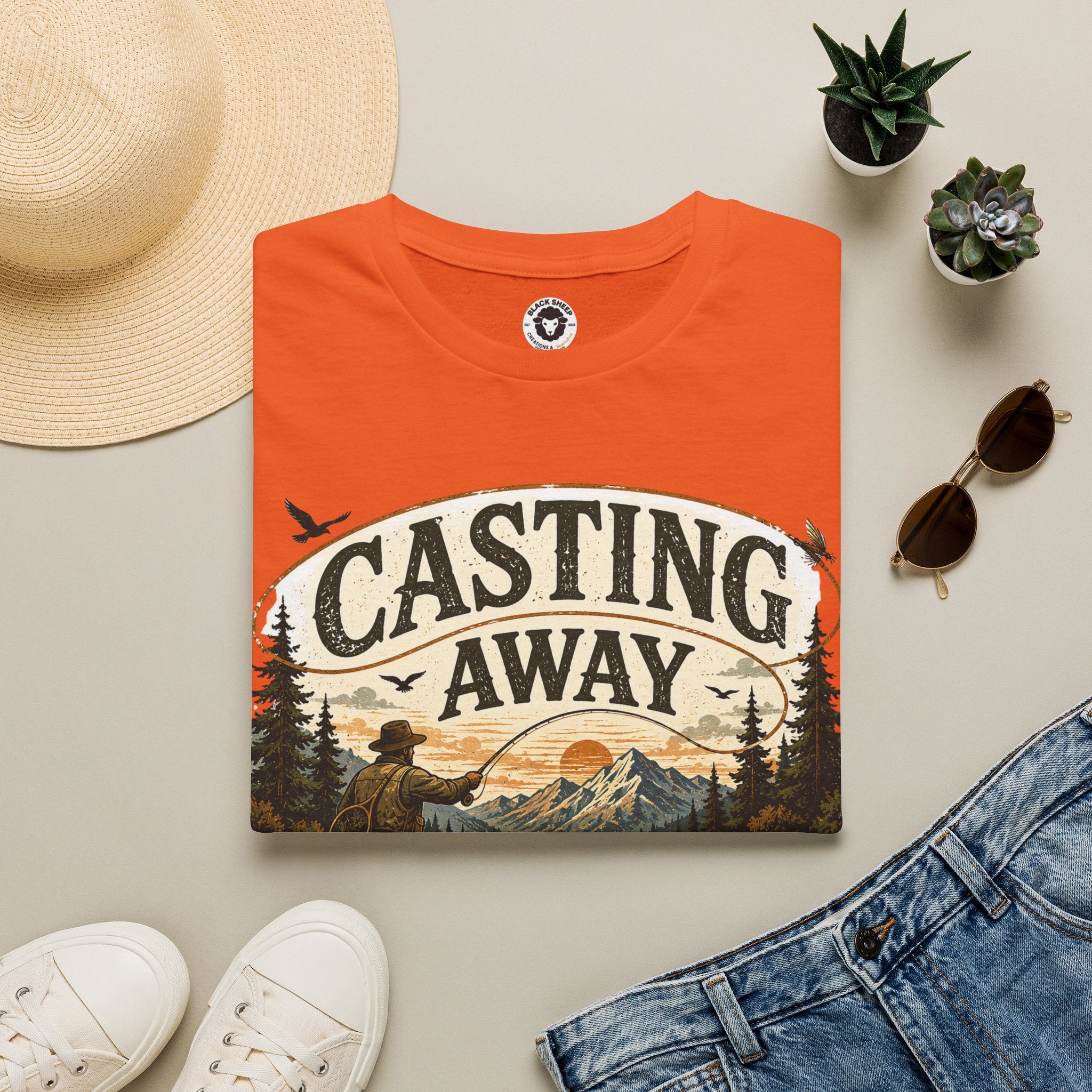 Fishing T-Shirt — "Casting Away Responsibilities" Vintage Outdoor Tee