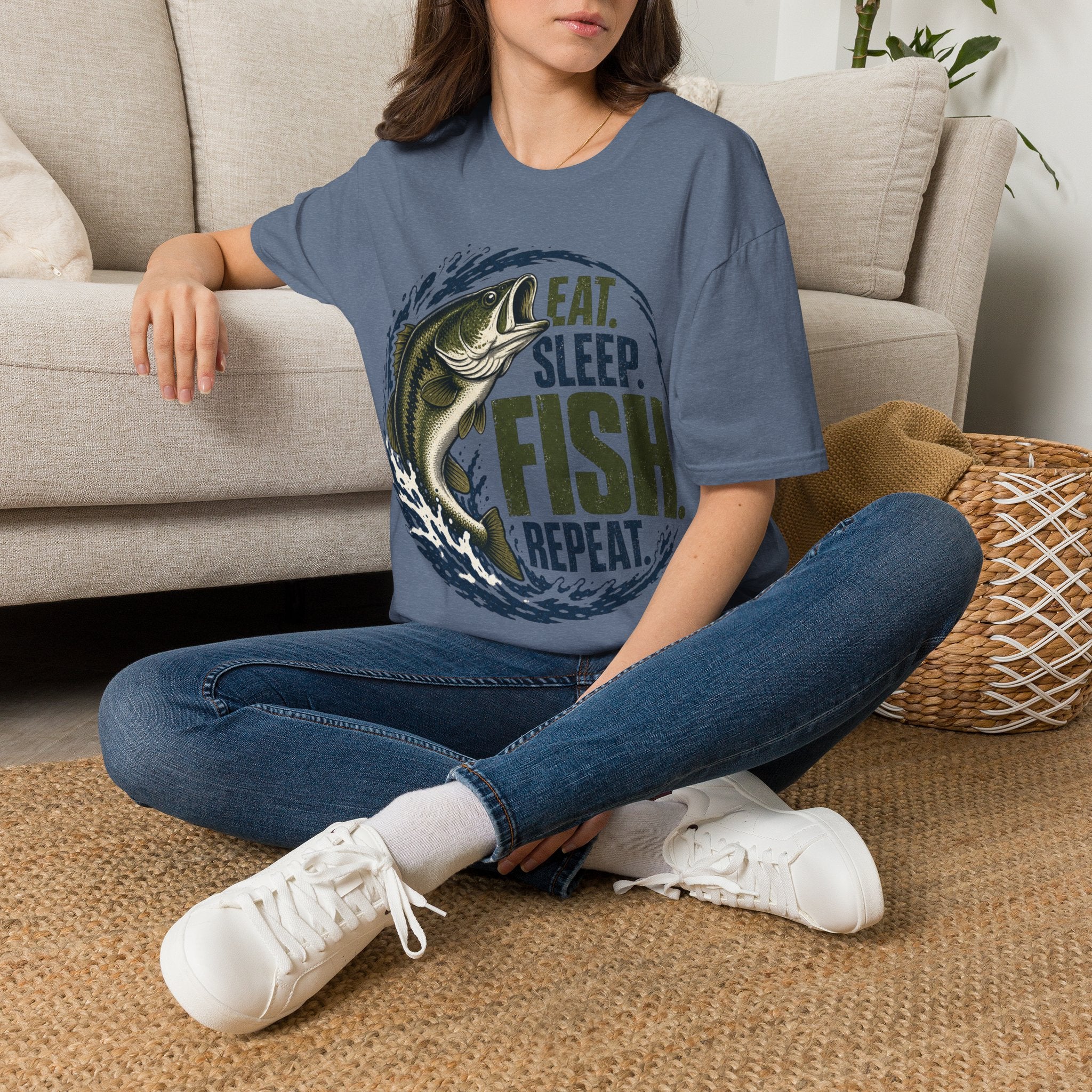 Fishing T-Shirt — "Eat. Sleep. Fish. Repeat." Graphic Tee for Anglers