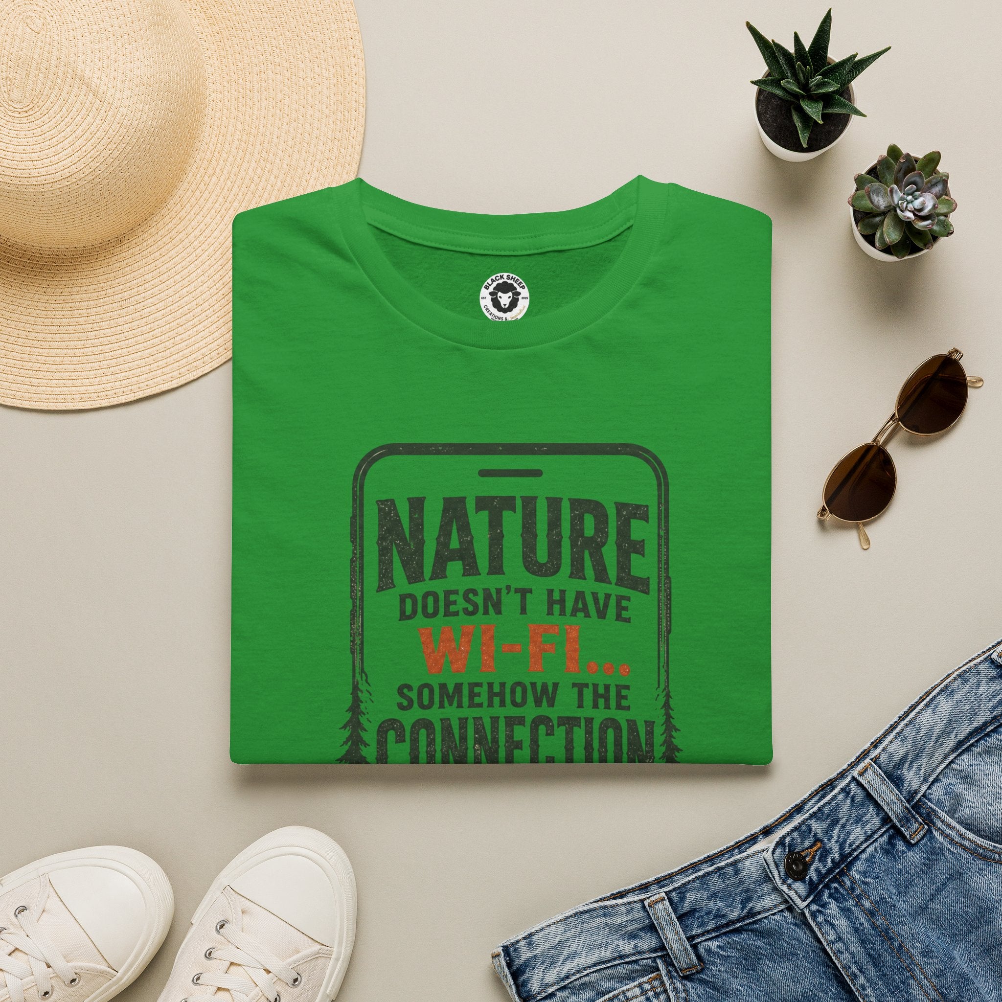 Nature Doesn’t Have Wi‑Fi T-Shirt — Vintage Outdoor Adventure Graphic Tee