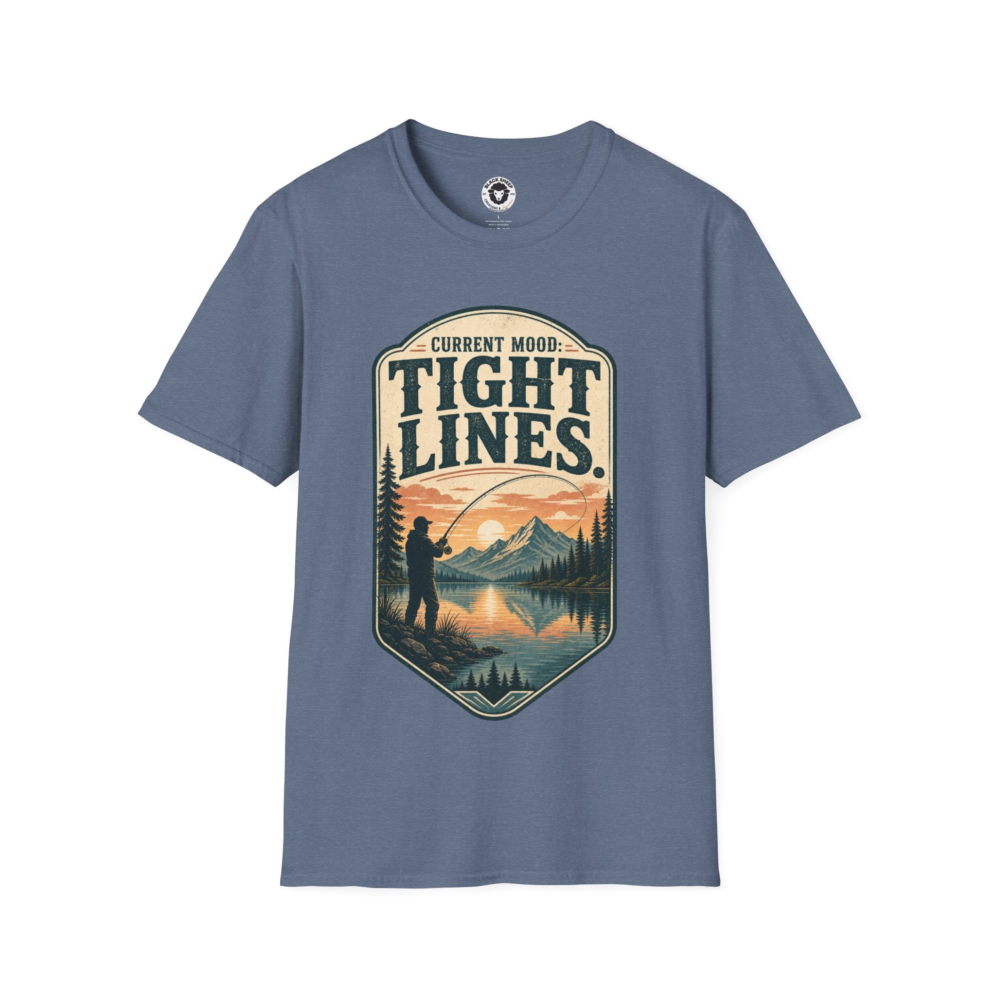 Fishing T-Shirt — "Current Mood: Tight Lines" Outdoor Angler Graphic Tee