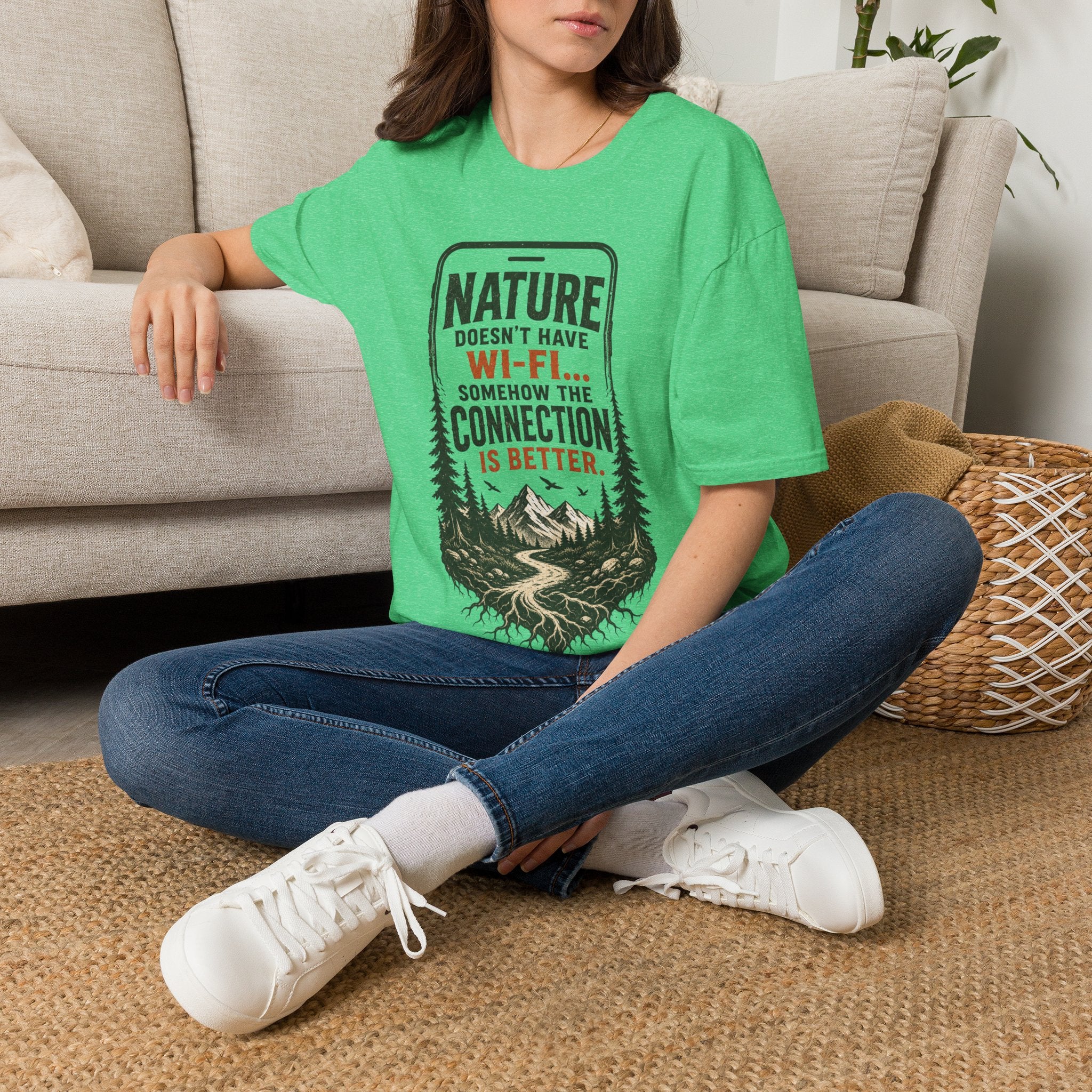 Nature Doesn’t Have Wi‑Fi T-Shirt — Vintage Outdoor Adventure Graphic Tee