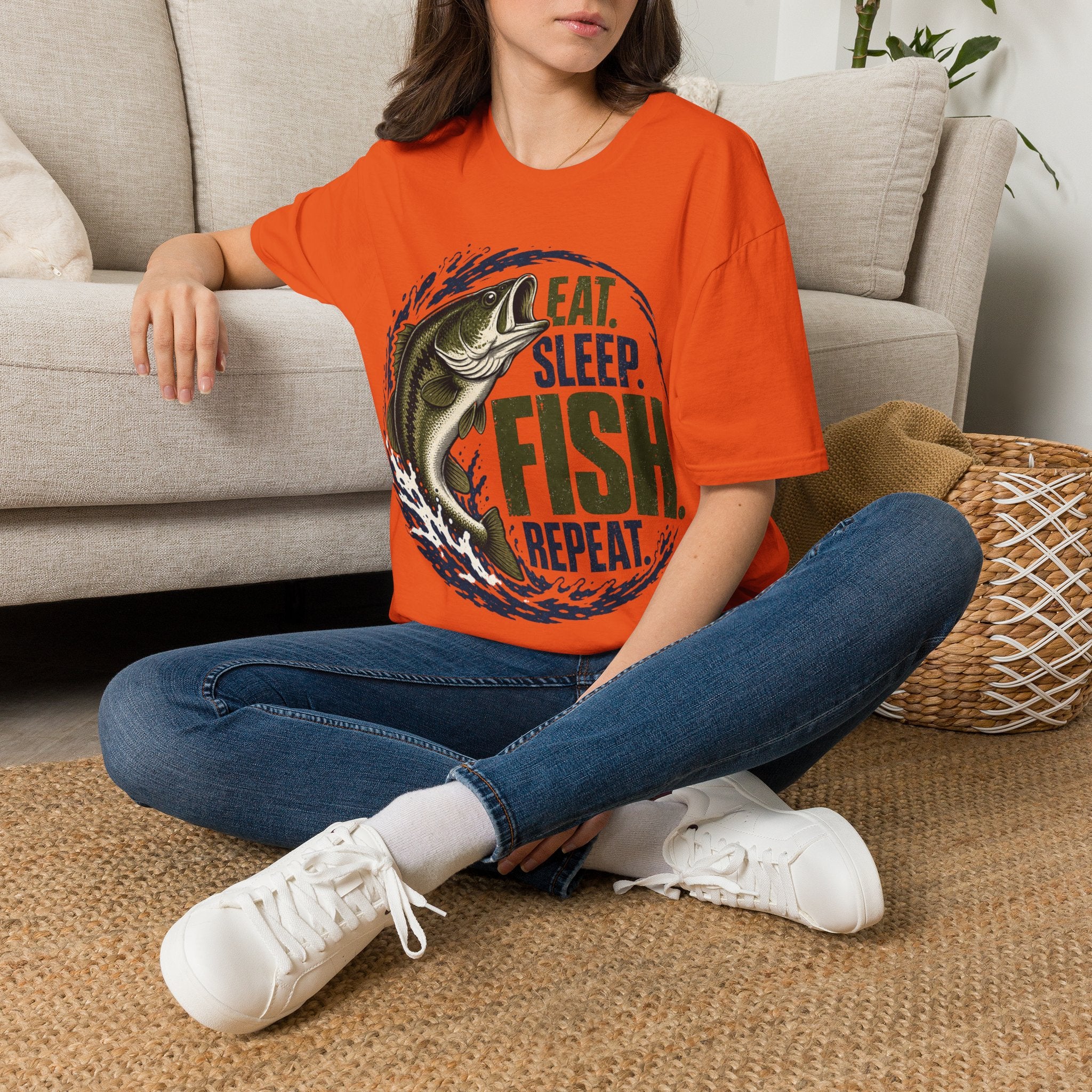 Fishing T-Shirt — "Eat. Sleep. Fish. Repeat." Graphic Tee for Anglers
