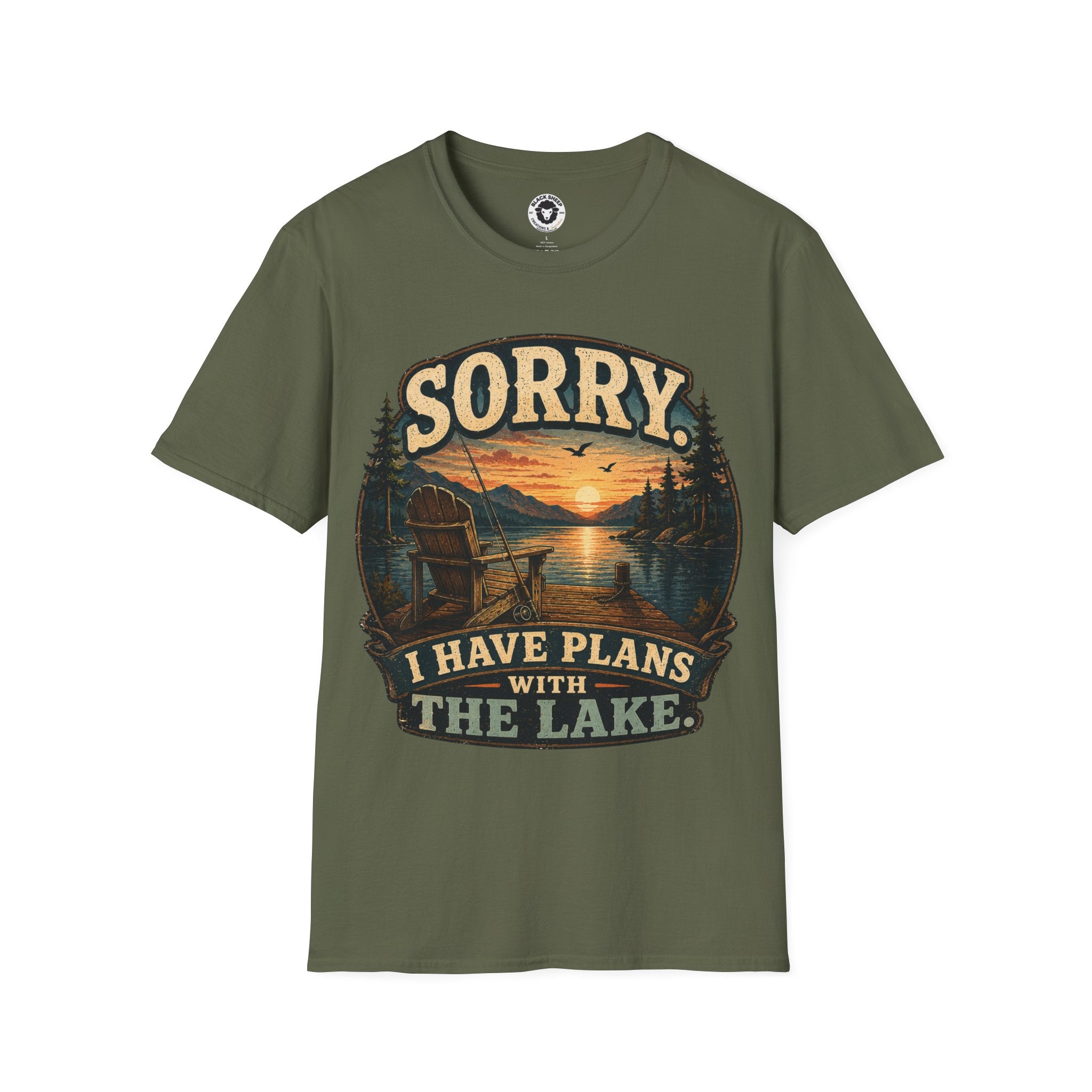 Lake Plans T-Shirt — "Sorry I Have Plans With The Lake" Retro Sunset Tee
