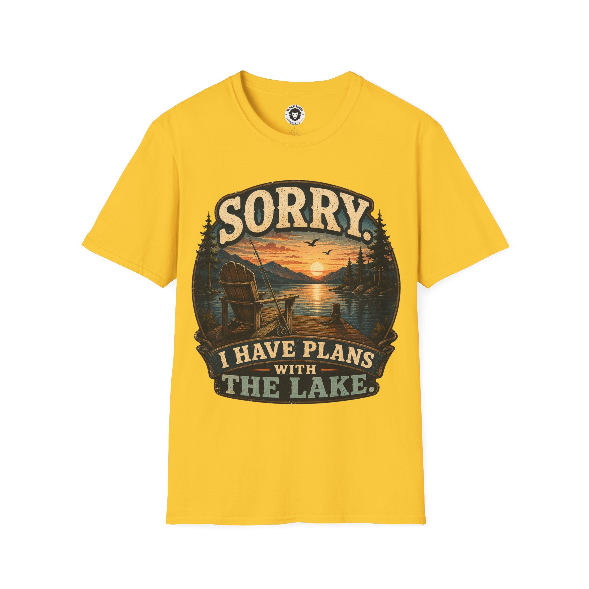 Lake Plans T-Shirt — "Sorry I Have Plans With The Lake" Retro Sunset Tee