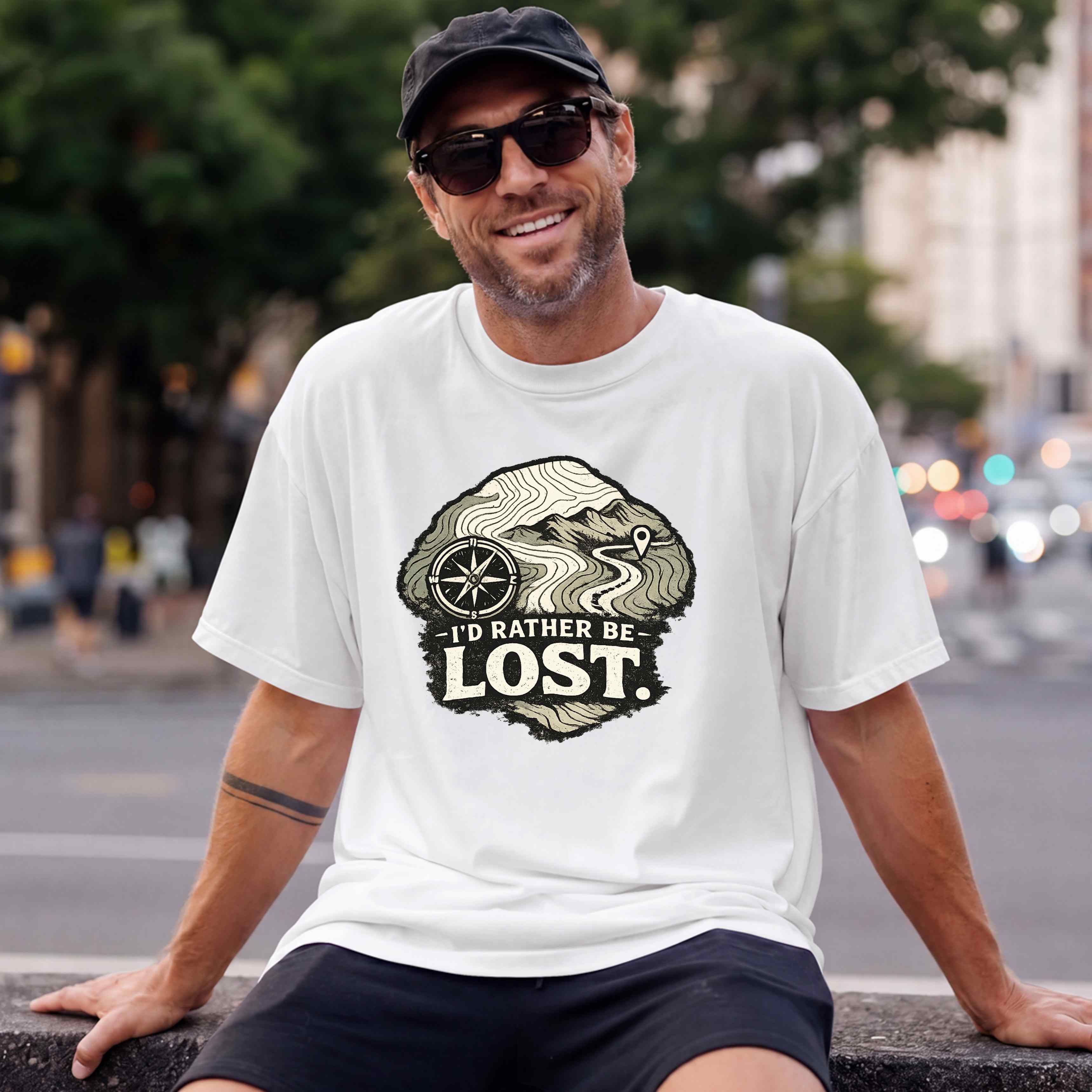 I'd Rather Be Lost T-Shirt — Adventure Compass Mountain Tee