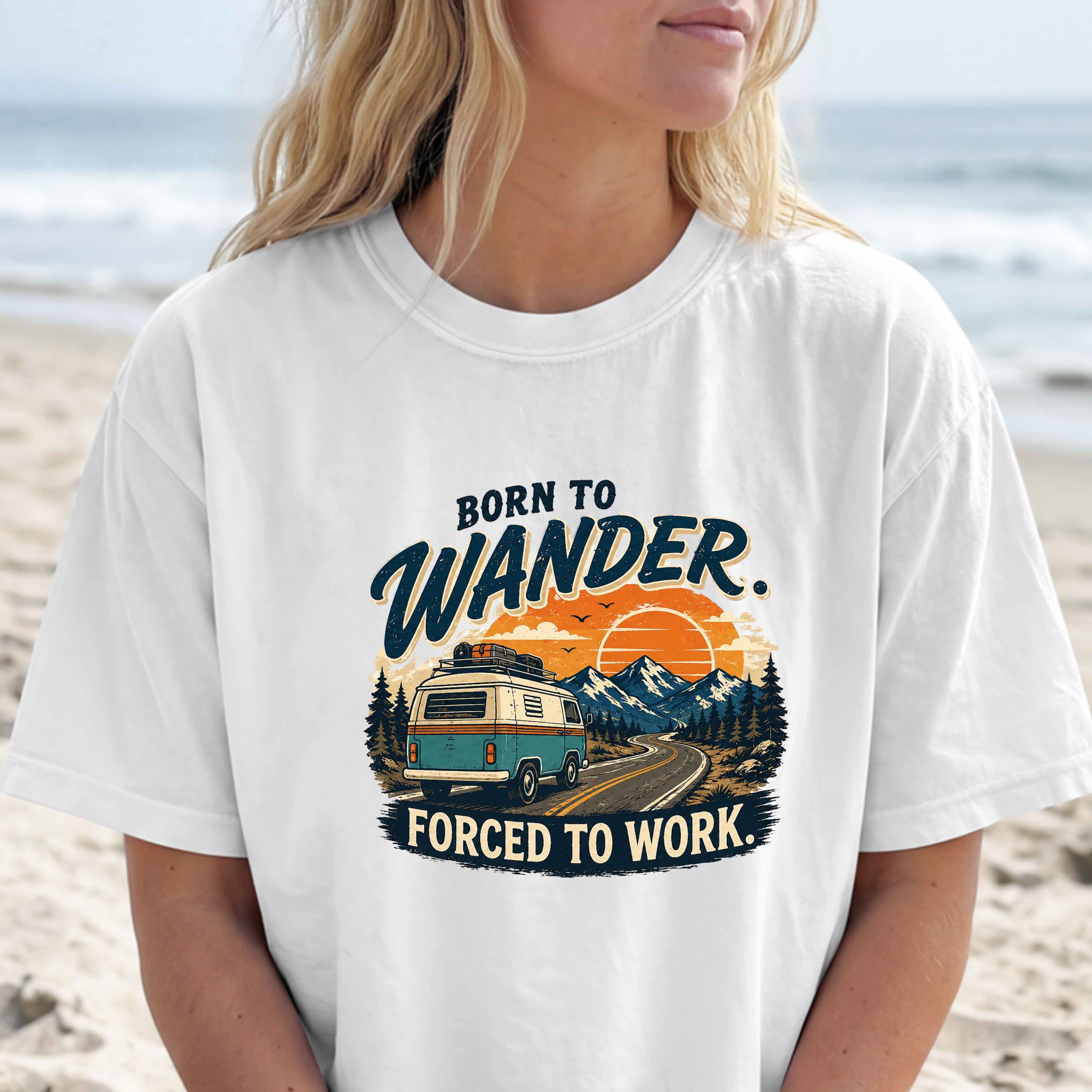 Born to Wander T-Shirt — Retro Adventure RV Graphic