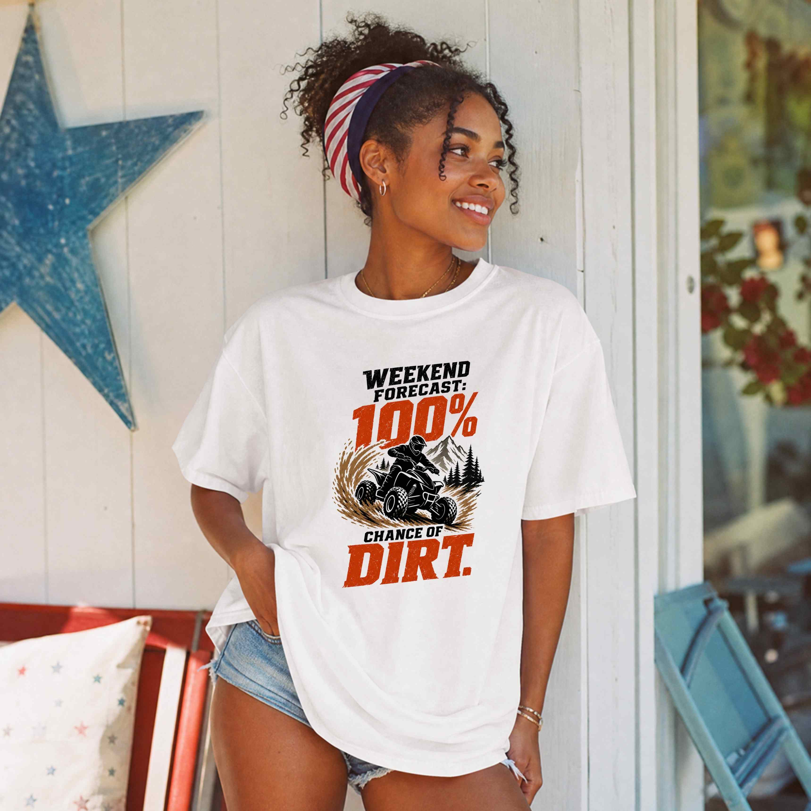 ATV Weekend Forecast Tee — “100% Chance of Dirt” Off-Road T-Shirt