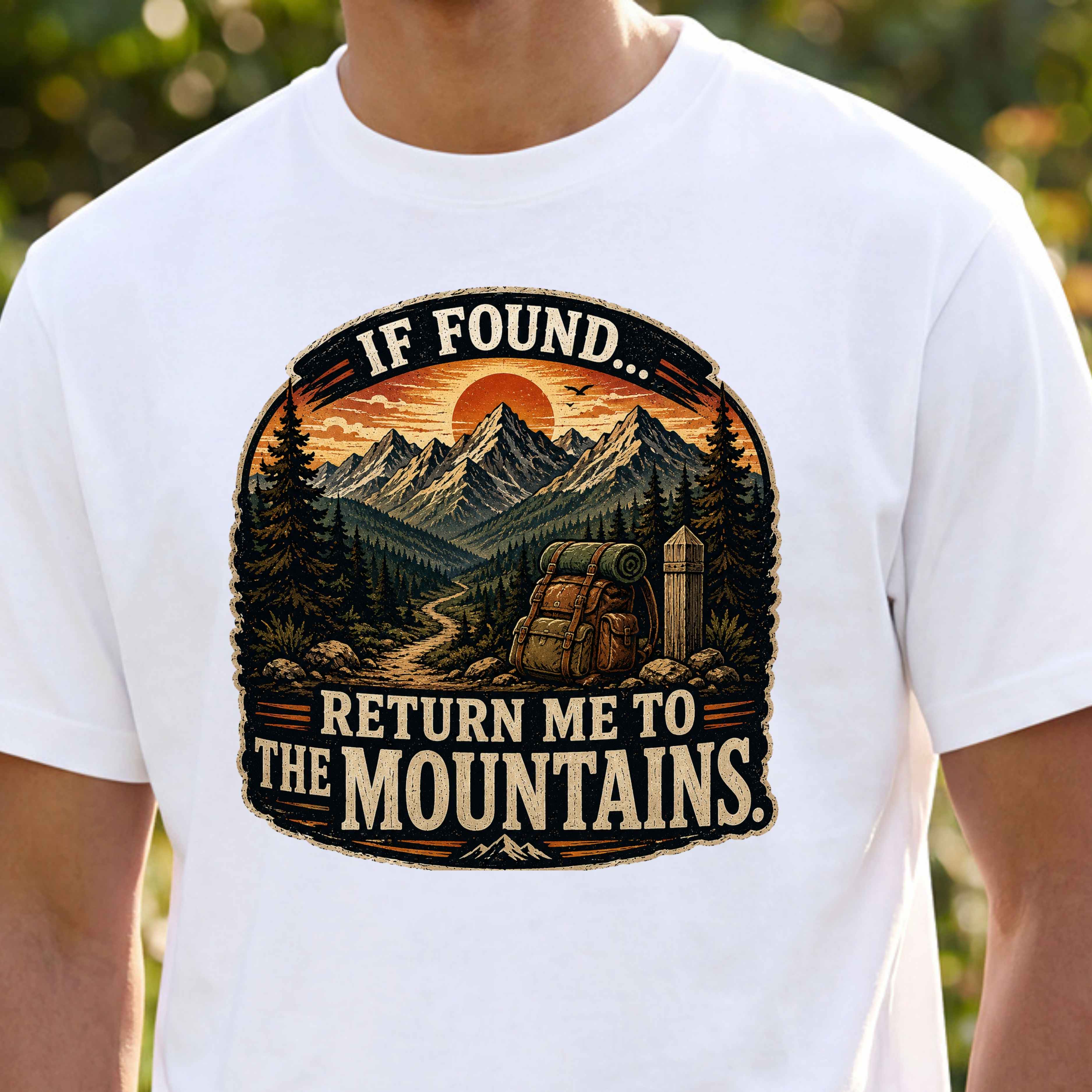 If Found Return Me to the Mountains T-Shirt — Retro Outdoor Hiking Tee