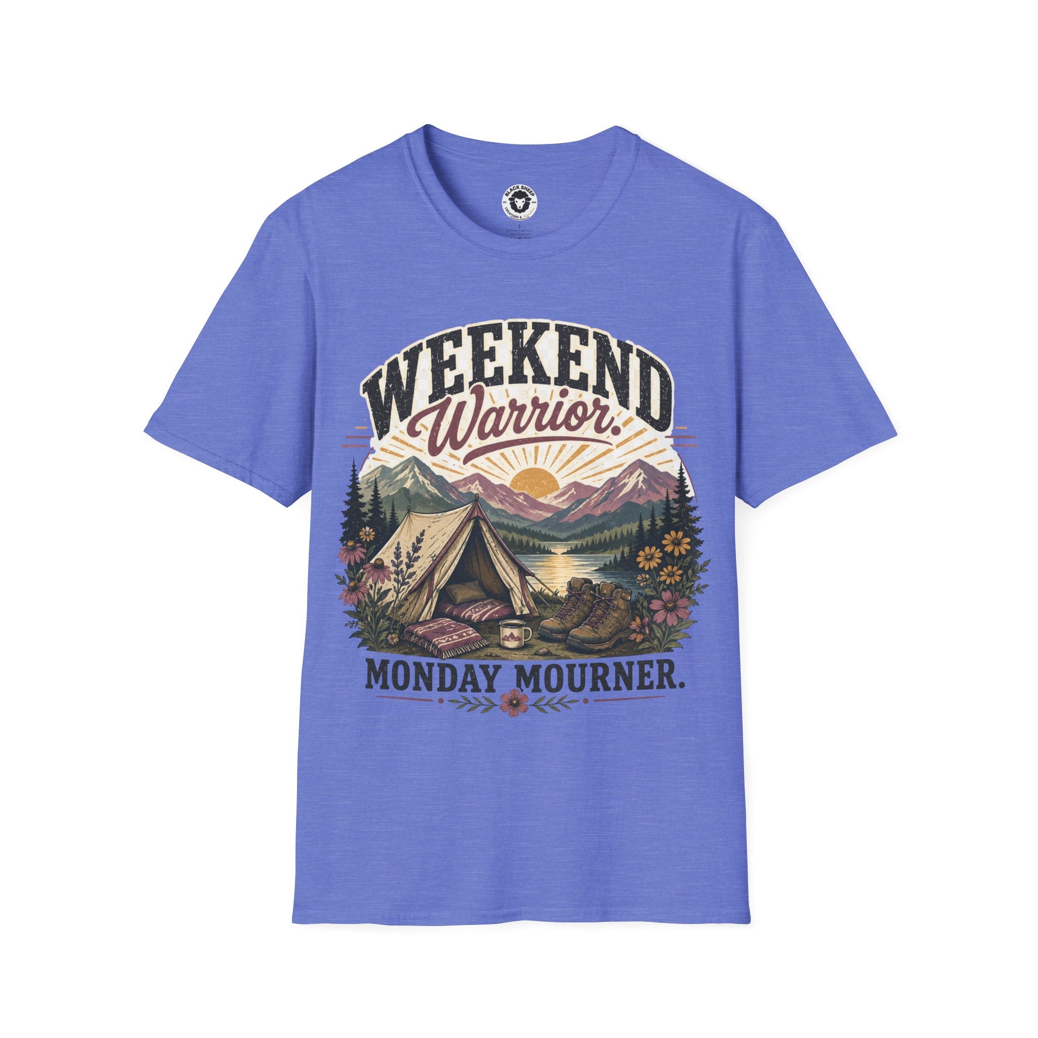 Weekend Warrior T-Shirt — Vintage Camping Adventure Graphic Tee ("Monday Mourns")