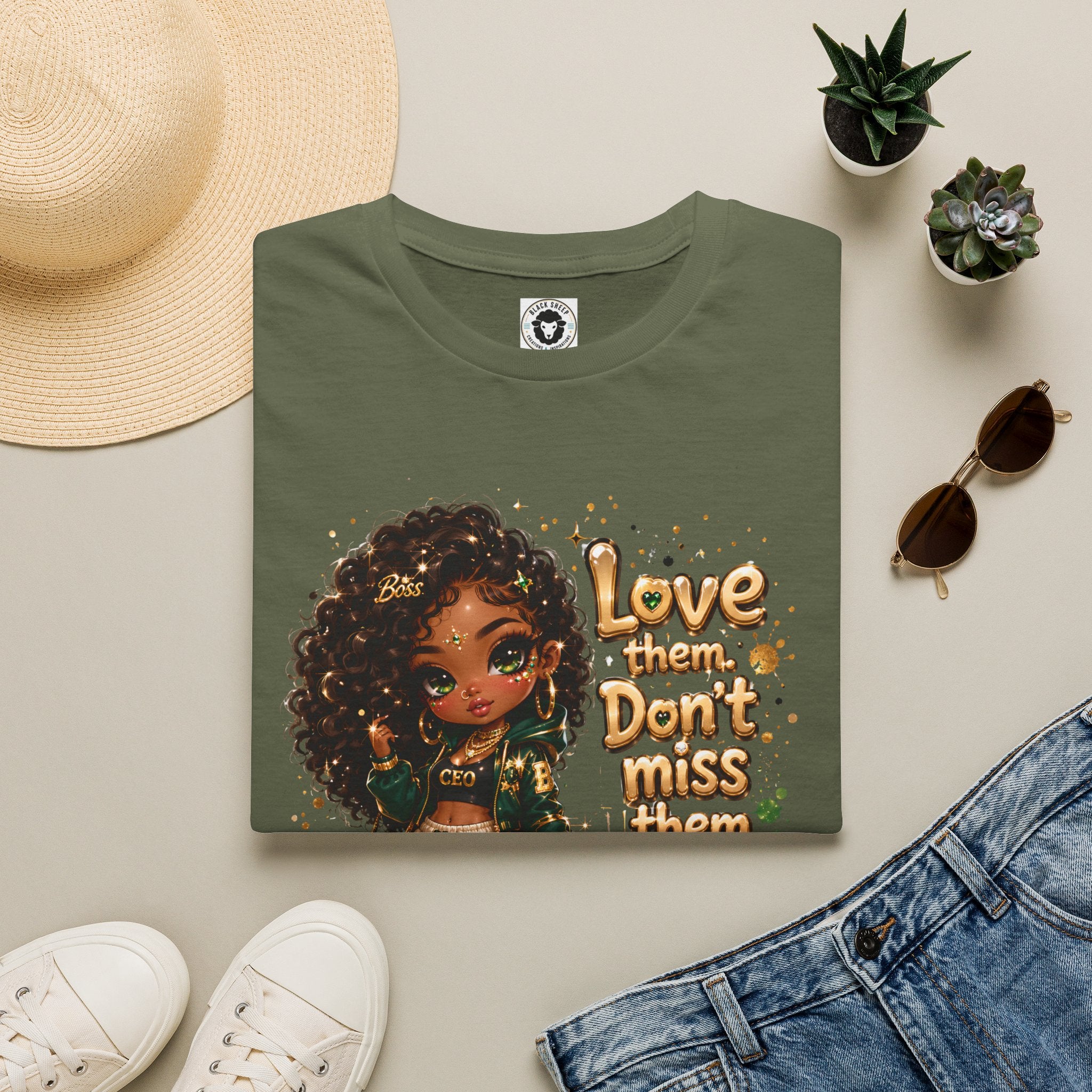 T-Shirt — "Love Them, Don't Miss Them" Cute Girl & Pup Graphic