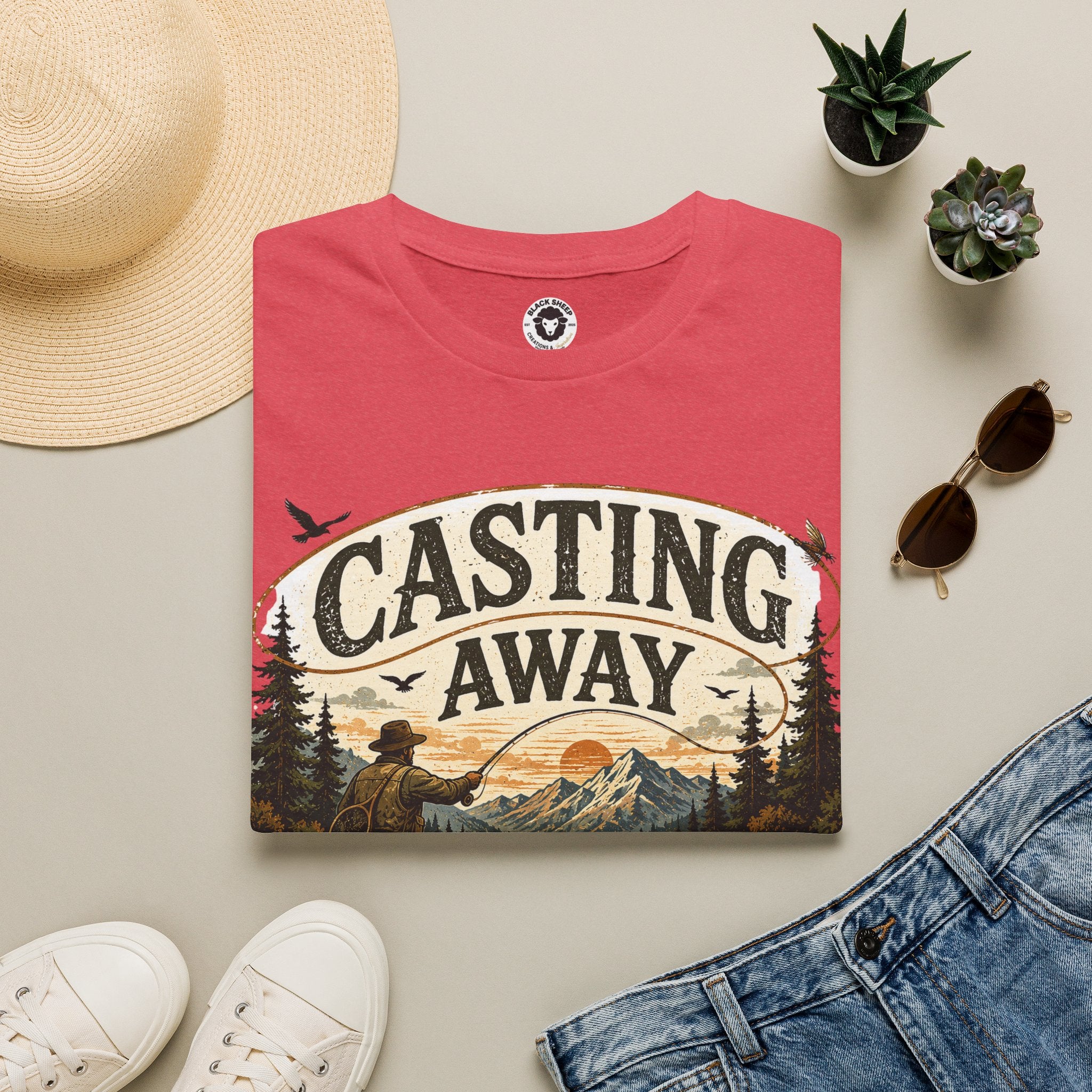 Fishing T-Shirt — "Casting Away Responsibilities" Vintage Outdoor Tee