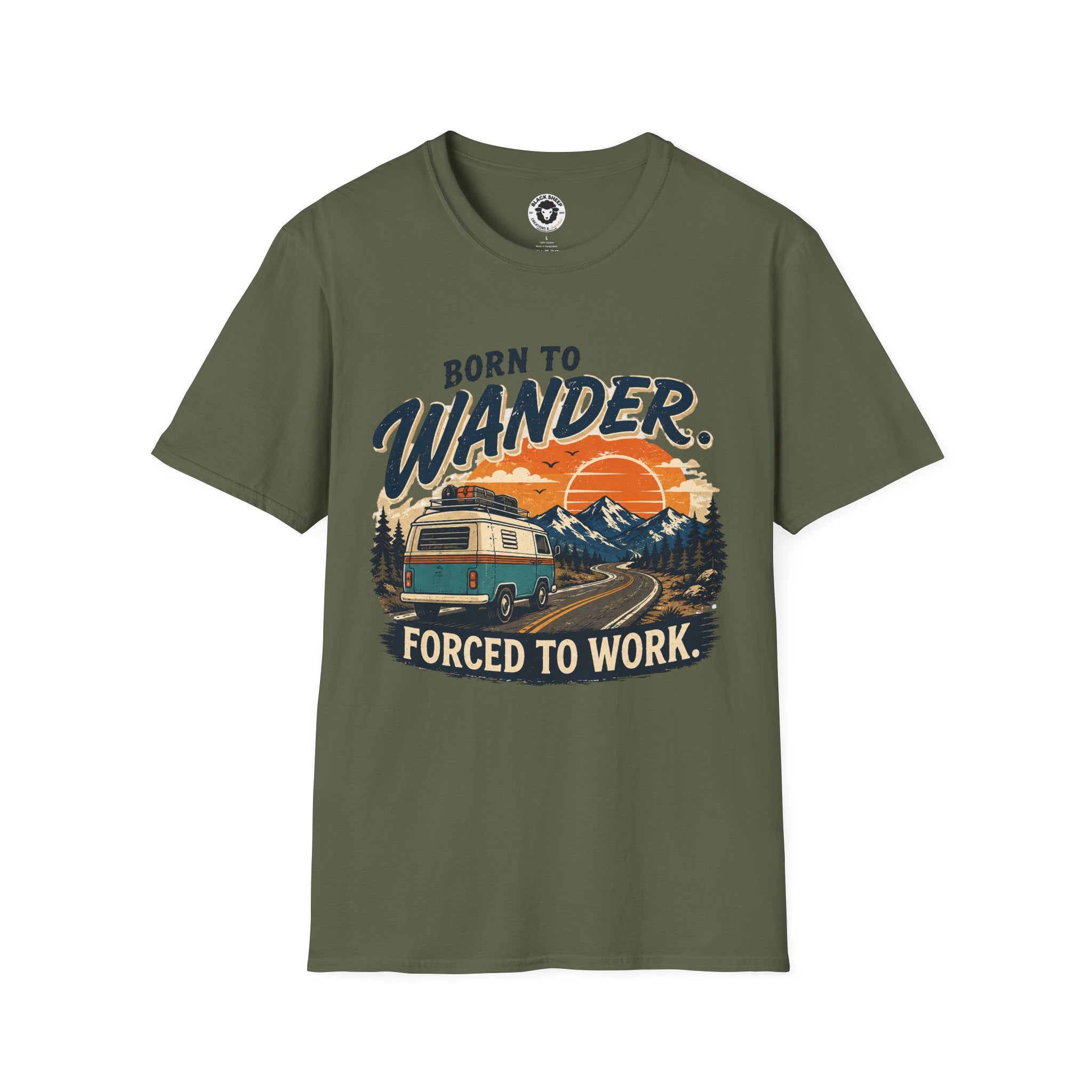 Born to Wander T-Shirt — Retro Adventure RV Graphic