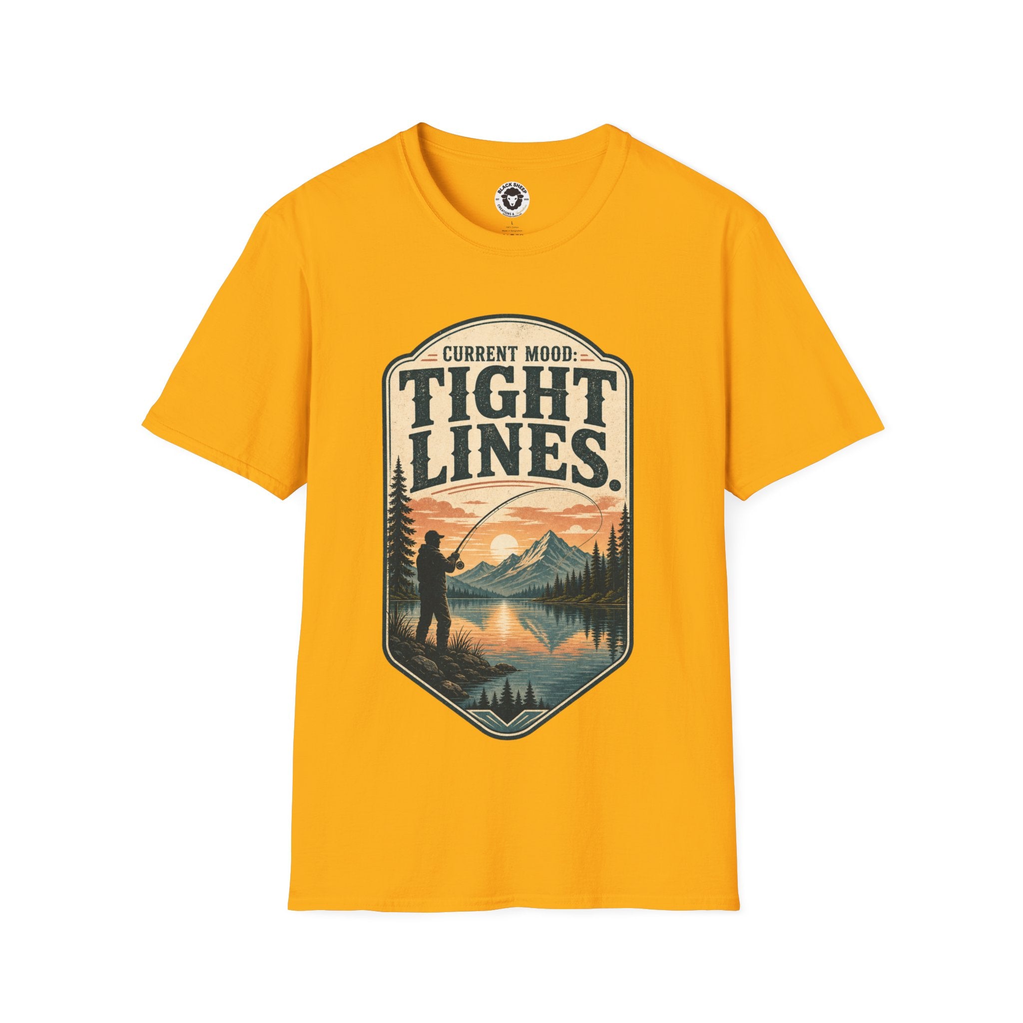 Fishing T-Shirt — "Current Mood: Tight Lines" Outdoor Angler Graphic Tee
